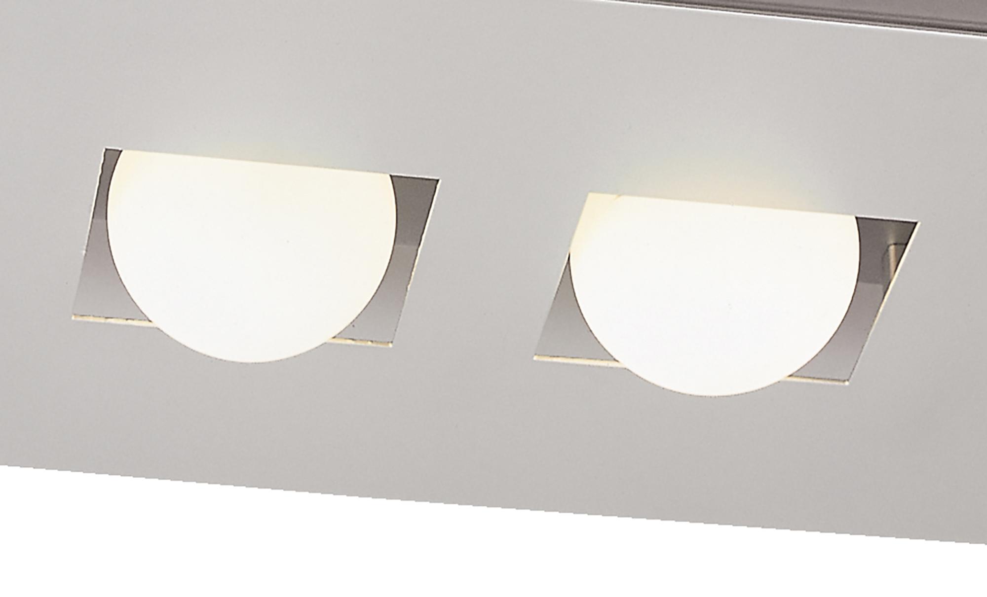 Cocoon Rectangular Flush Ceiling 2 Light G9, Silver/Frosted White Glass