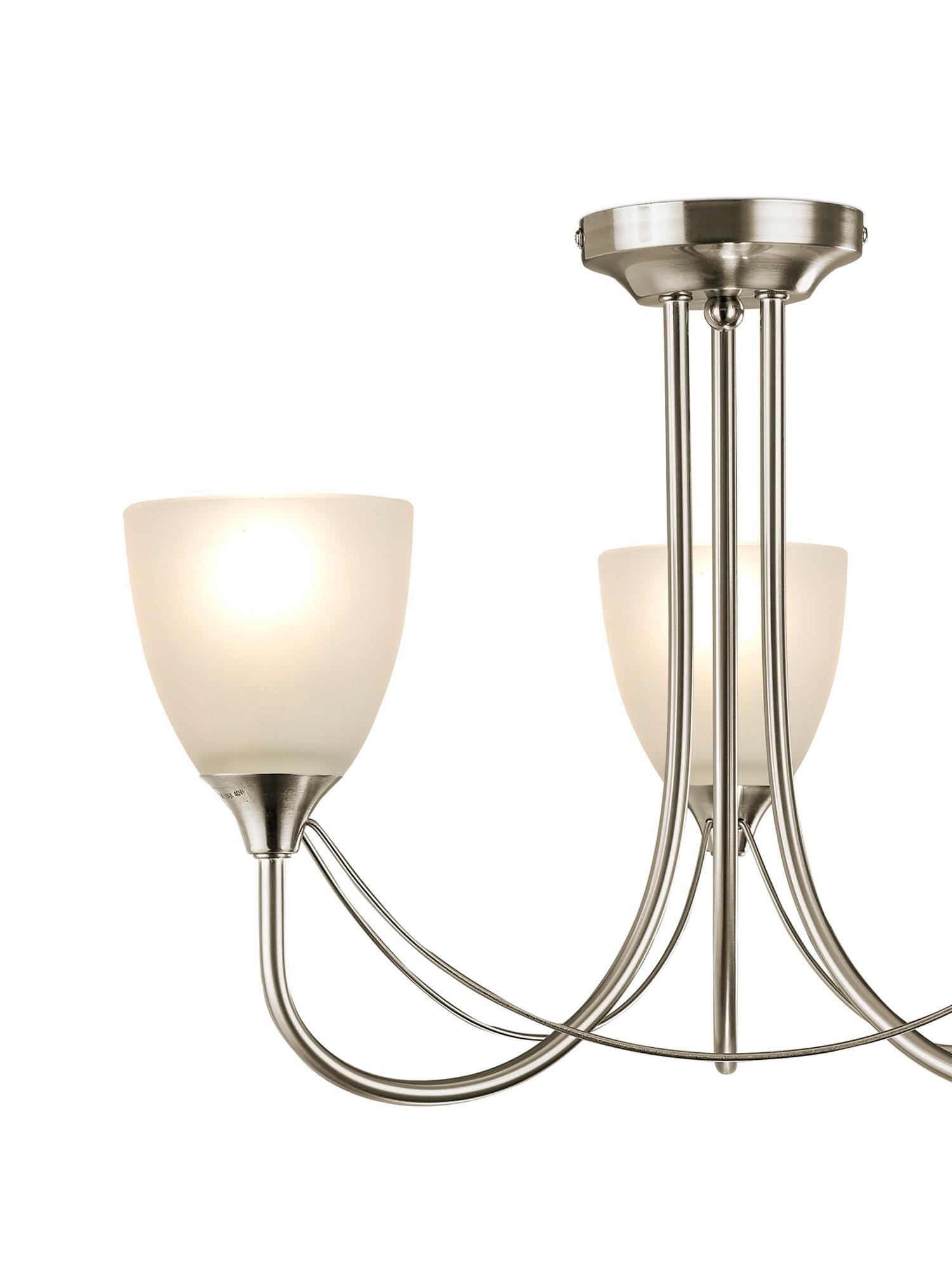 Cooper 46cm Ceiling 3 Light E14 Satin Nickel/Opal Glass