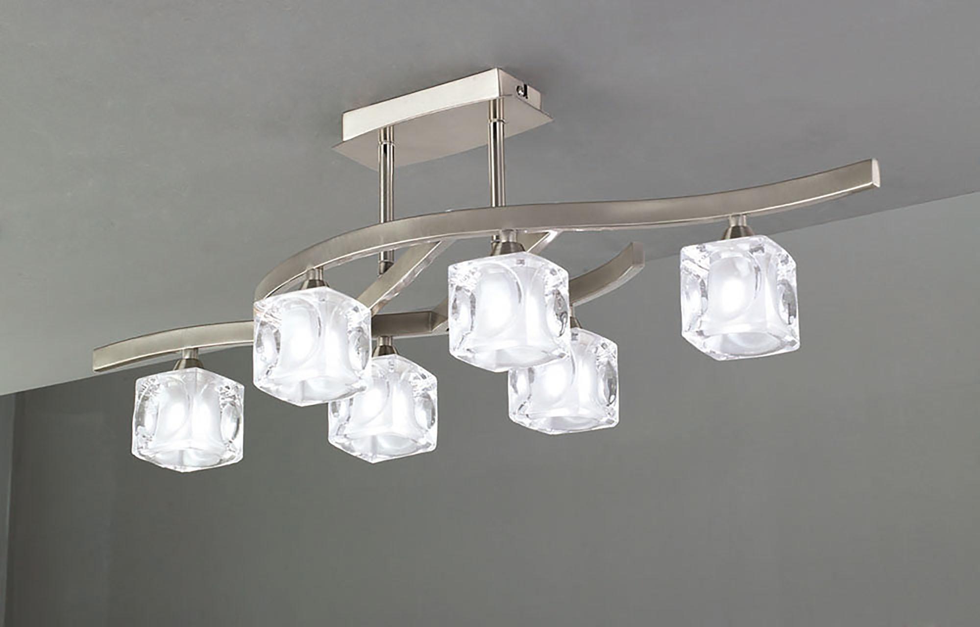 Cuadrax Rectangular Semi Flush 6 Light G9 Satin Nickel (0004023)