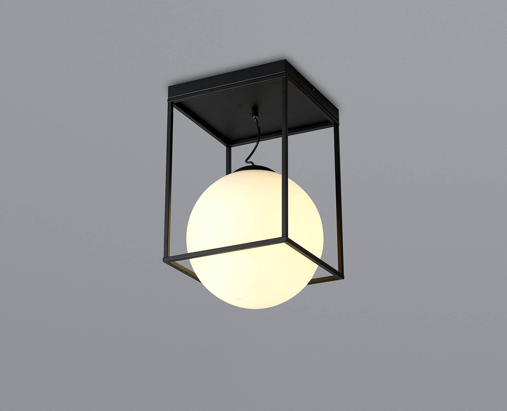 Desigual Large Short Semi Flush, 1 Light E27, Matt Black