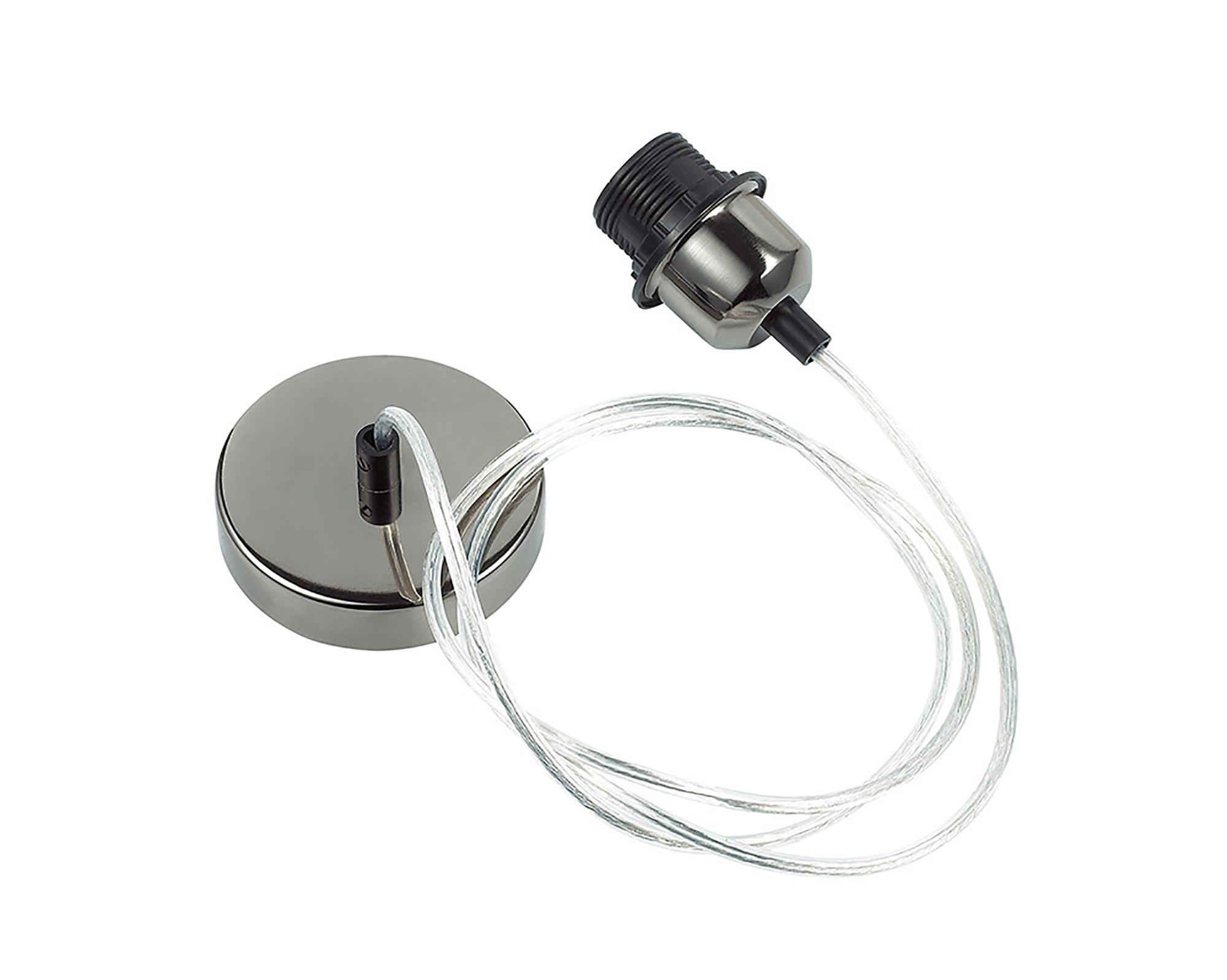 Dreifa 1.5m Single Pendant, 1 x E27, Black Chrome/Clear Cable (Maximum Load 1.5kg)