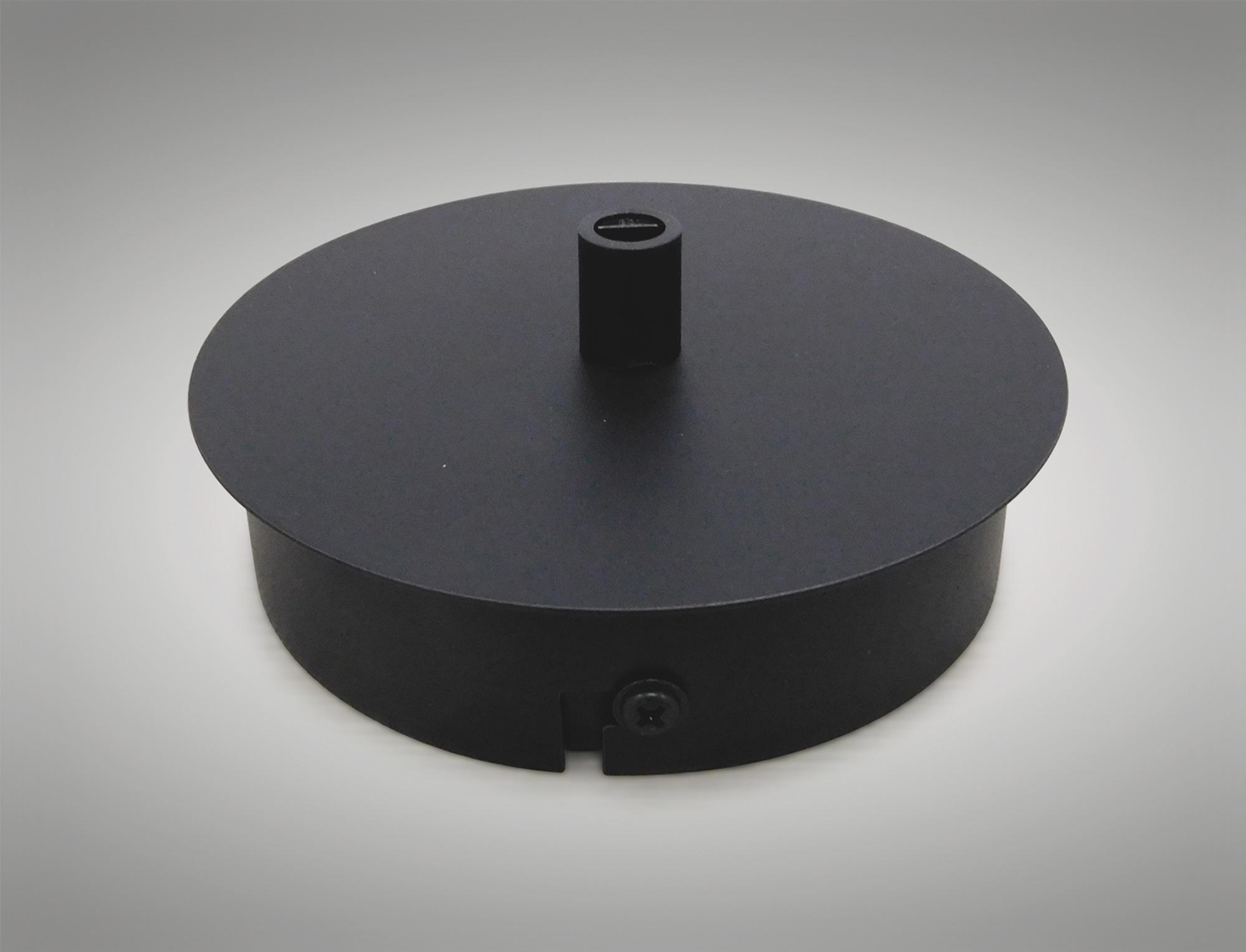 Dreifa Ceiling Box Matt Black, c/w Cable Grip, Earth Wire & 3 Pole Terminal Block