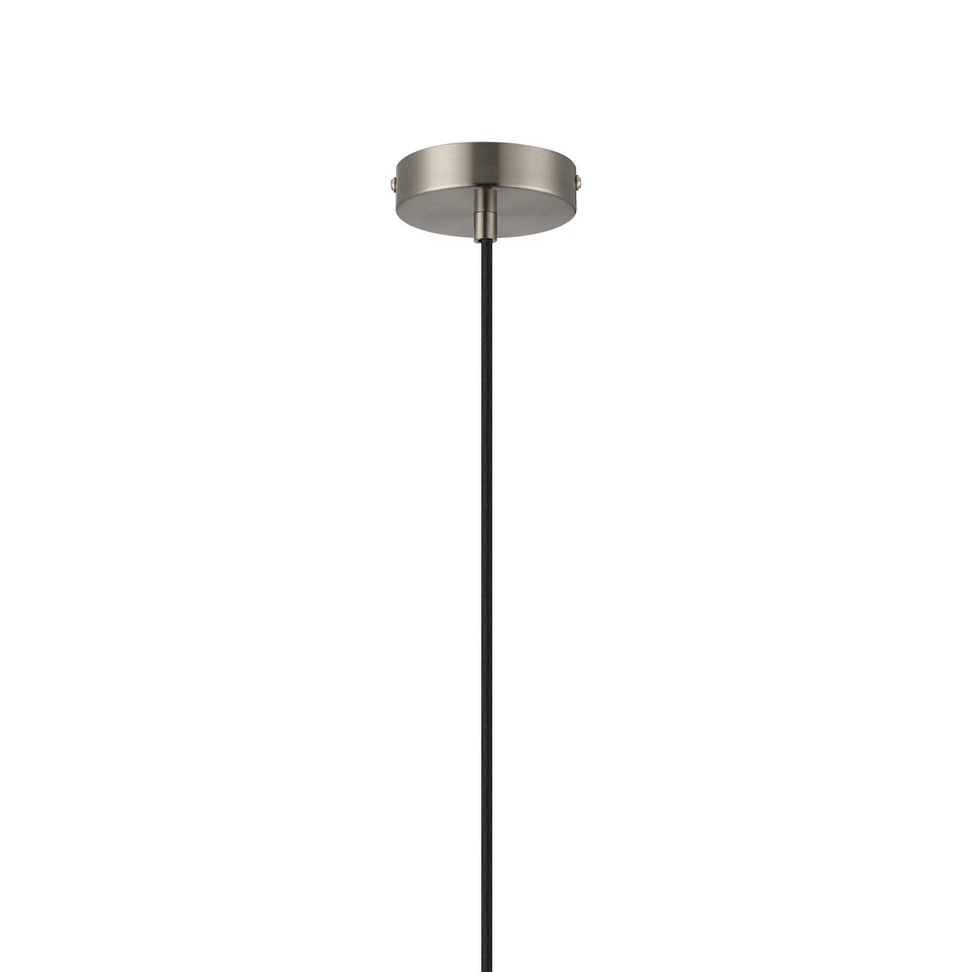 Dreifa 1.5m Single Pendant, 1 x E27, Satin Nickel/Black Braided Cable (Maximum Load 1.5kg)