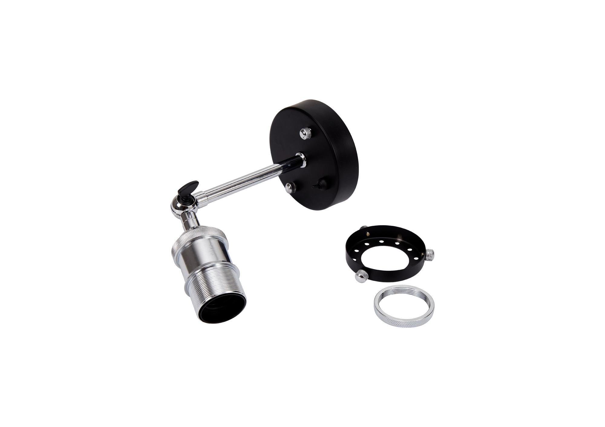 Dreifa Switched Wall Light, 1 x E27, Black/Polished Chrome