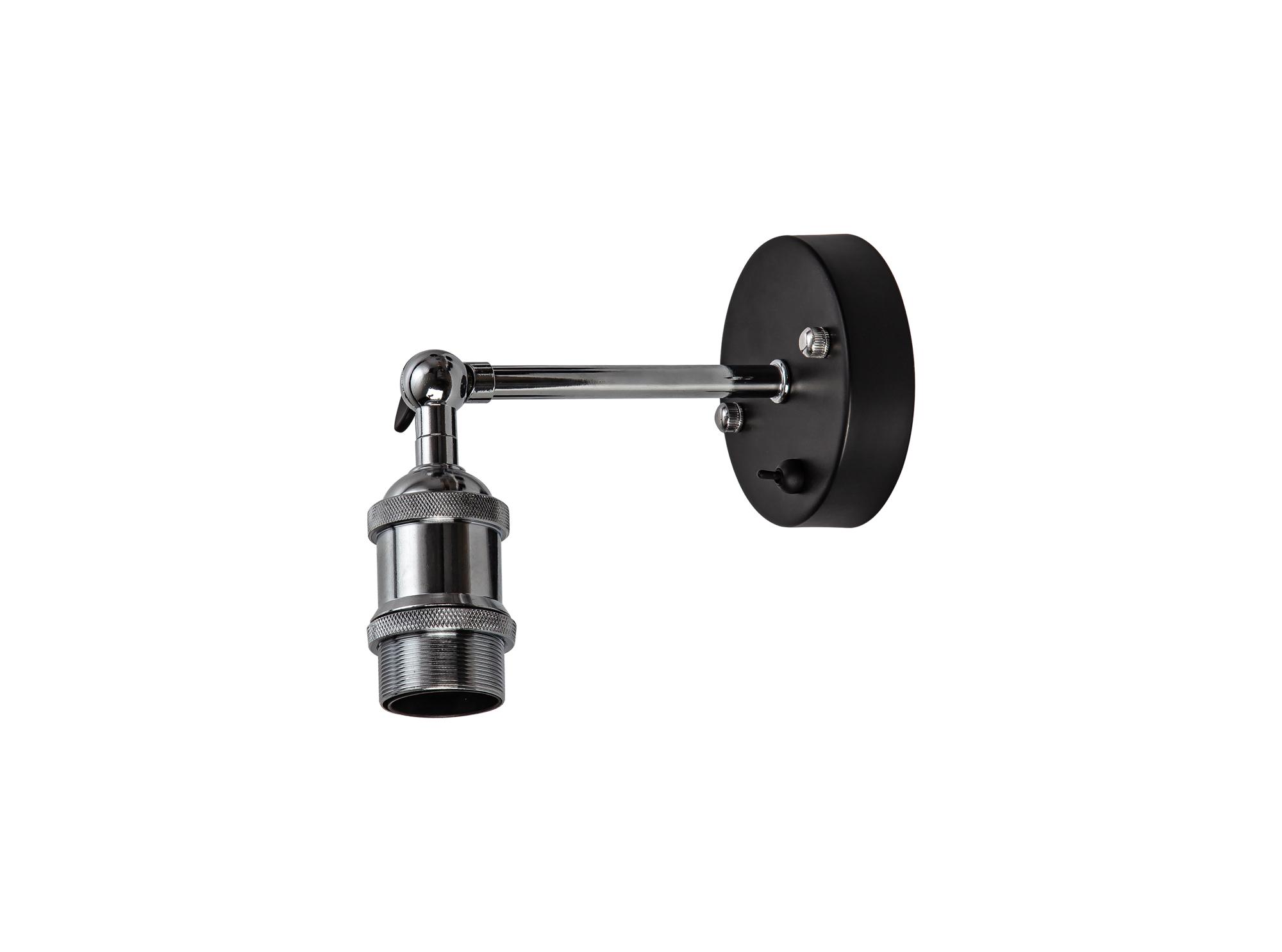 Dreifa Switched Wall Light, 1 x E27, Black/Polished Chrome