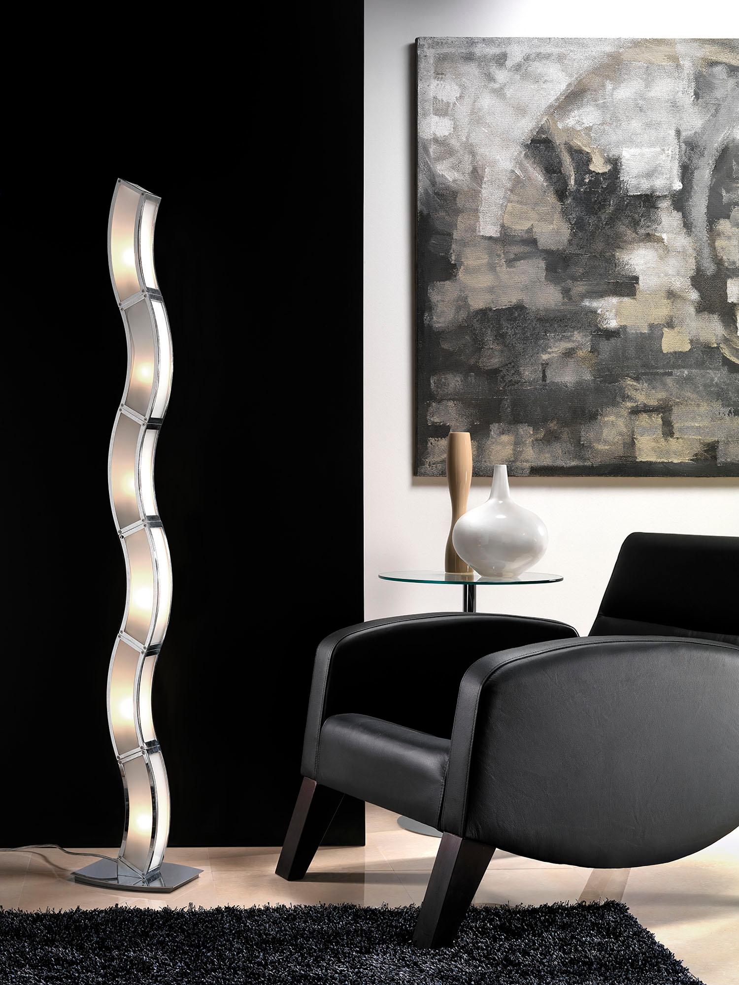 Duna GU10 Floor Lamp 6 Light L1/SGU10, Polished Chrome/White Acrylic, CFL Lamps INCLUDED