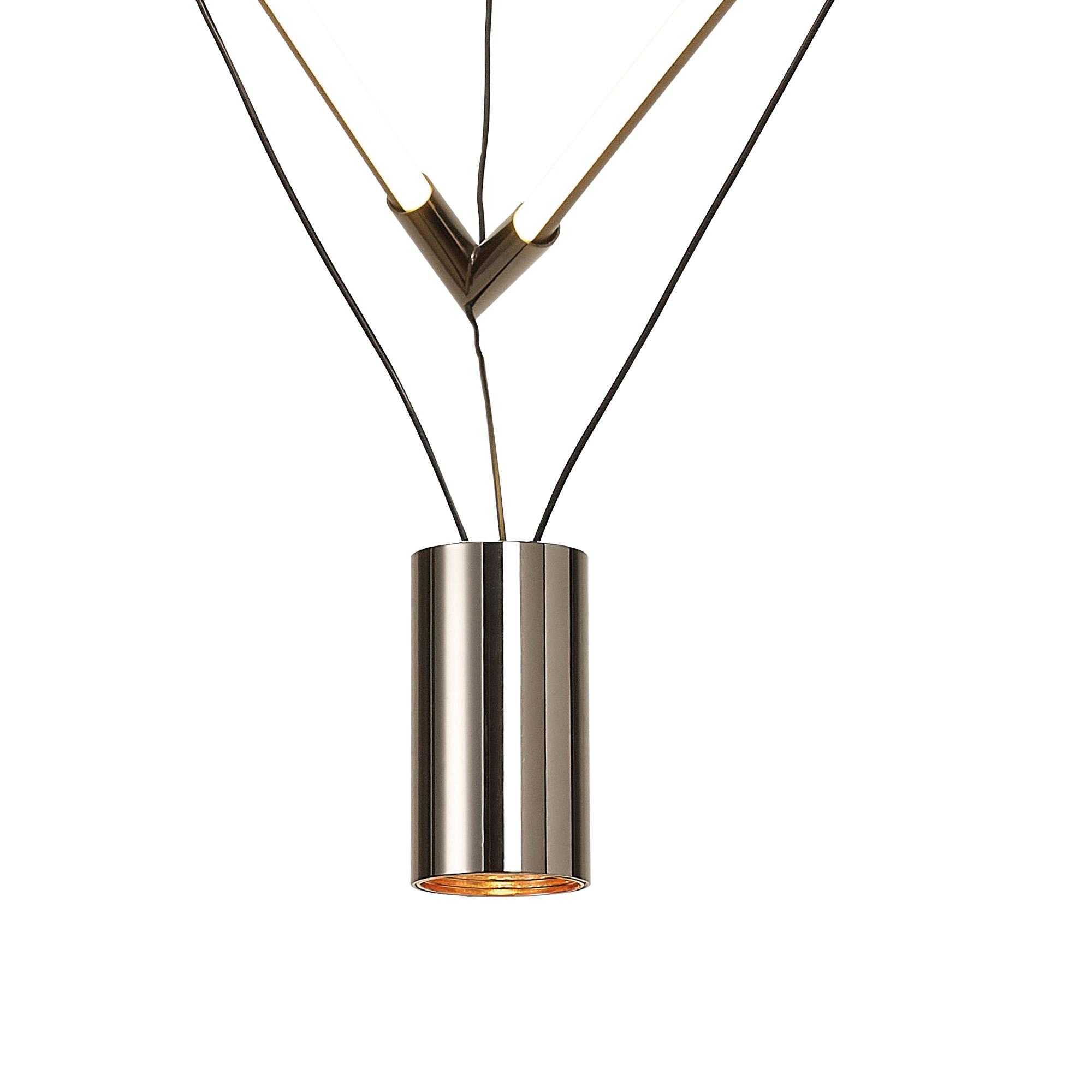 Electra Small Pendant 7W + 14W LED, 3000K, 1600lm, Black/Black Chrome/White Acrylic, 3yrs Warranty
