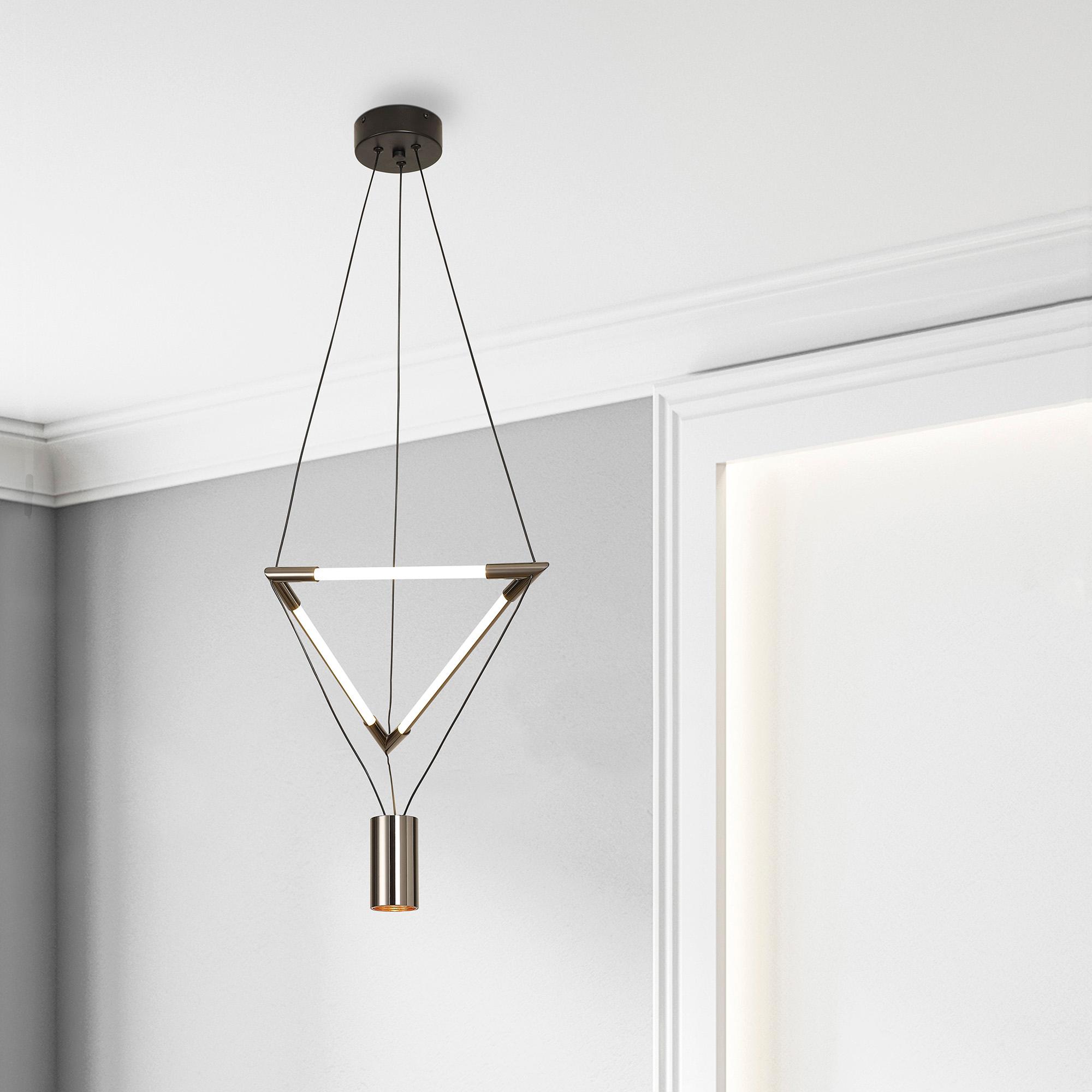 Electra Small Pendant 7W + 14W LED, 3000K, 1600lm, Black/Black Chrome/White Acrylic, 3yrs Warranty