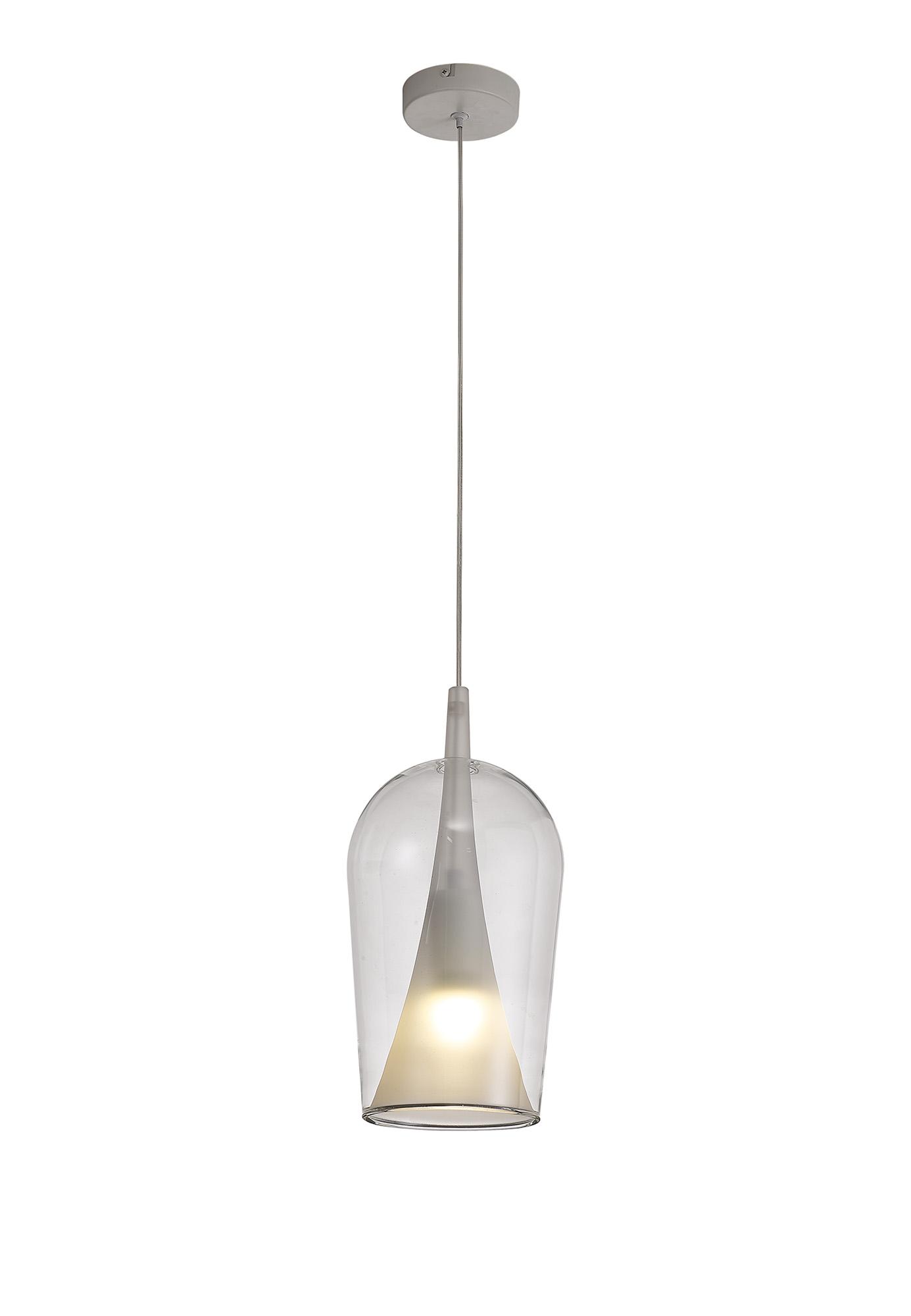 Elsa 17cm Pendant With Champagne Glass Shade, 1 Light E27, Clear Glass With Frosted Inner Cone
