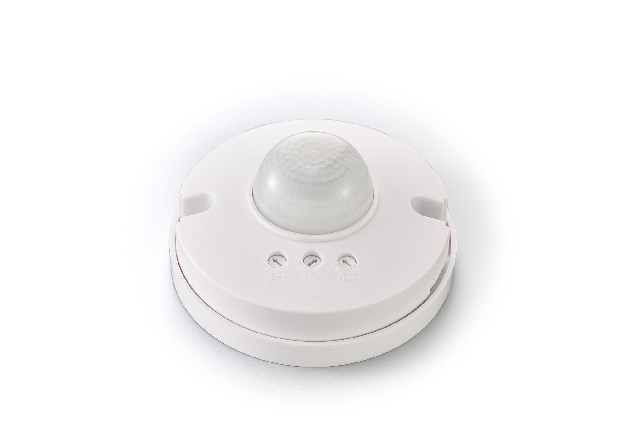 Espial Surface Mounted IP20 6m 360 Deg PIR Sensor With Adjustable Time And Lux Level White Finish