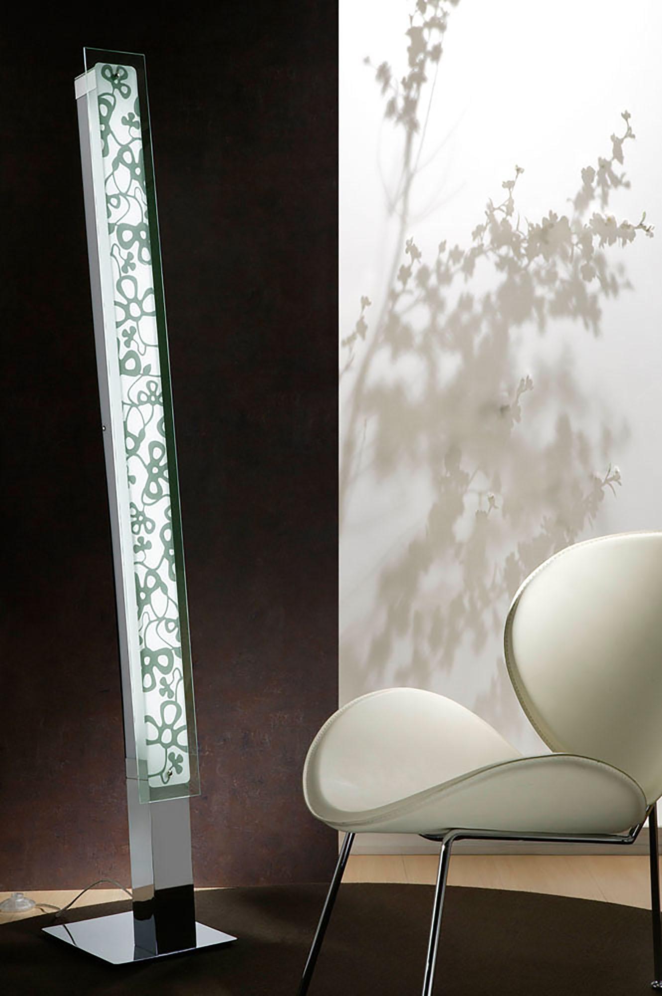Euphoria Floor Lamp 2 Light T5, Polished Chrome/Opal White Glass, NOT LED/CFL Compatible