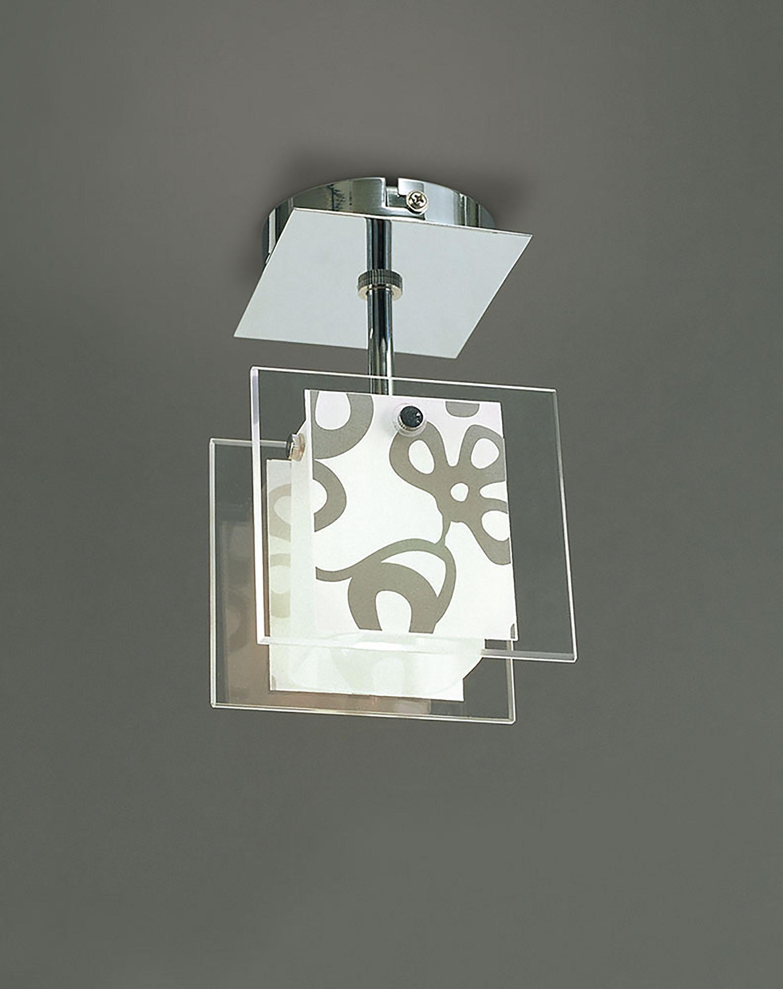 Euphoria Ceiling 1 Light L1/SGU10, Polished Chrome/Opal White Glass, CFL Lamps INCLUDED