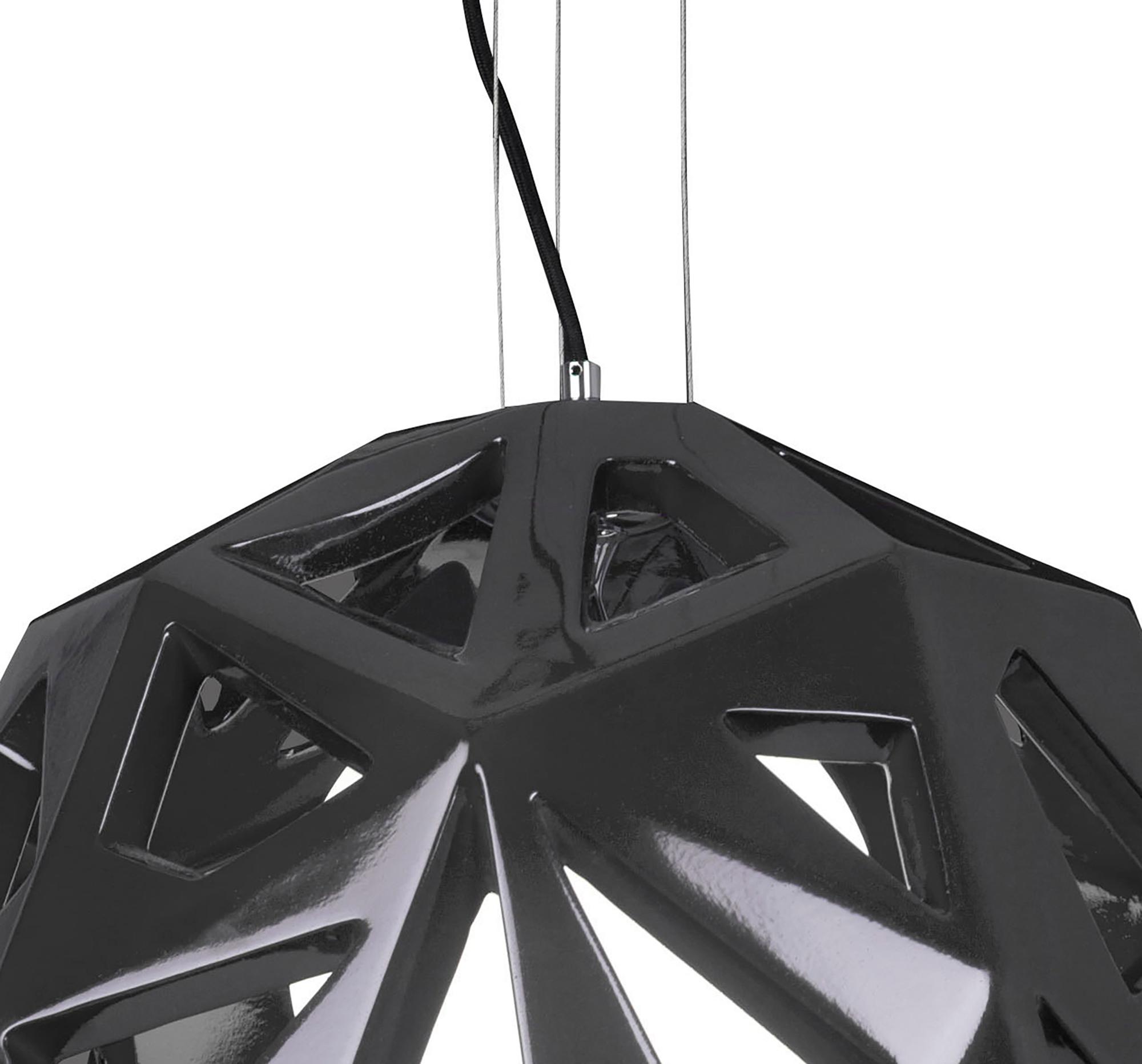 Facette 50cm Pendant 1 Light E27, Gloss Black/Polished Chrome