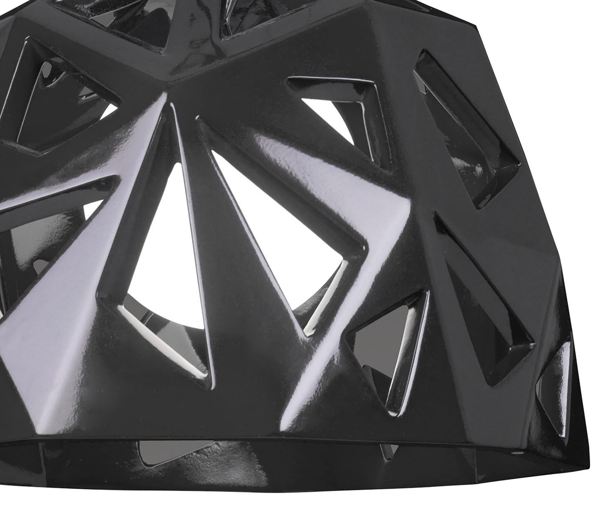 Facette 50cm Pendant 1 Light E27, Gloss Black/Polished Chrome