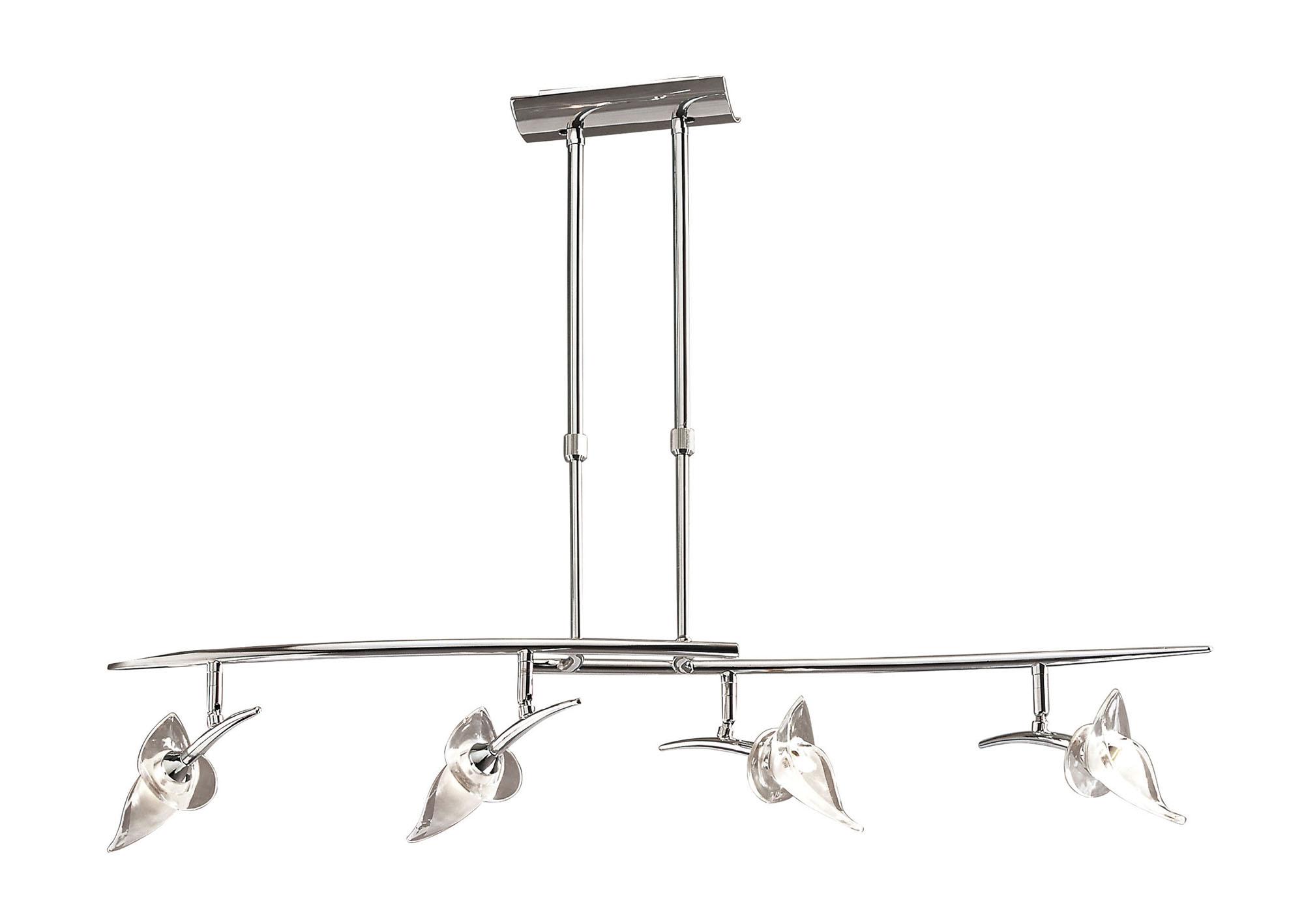 Flavia Telescopic Pendant Linear Bar 4 Light G9 With Adjustable Heads, Polished Chrome