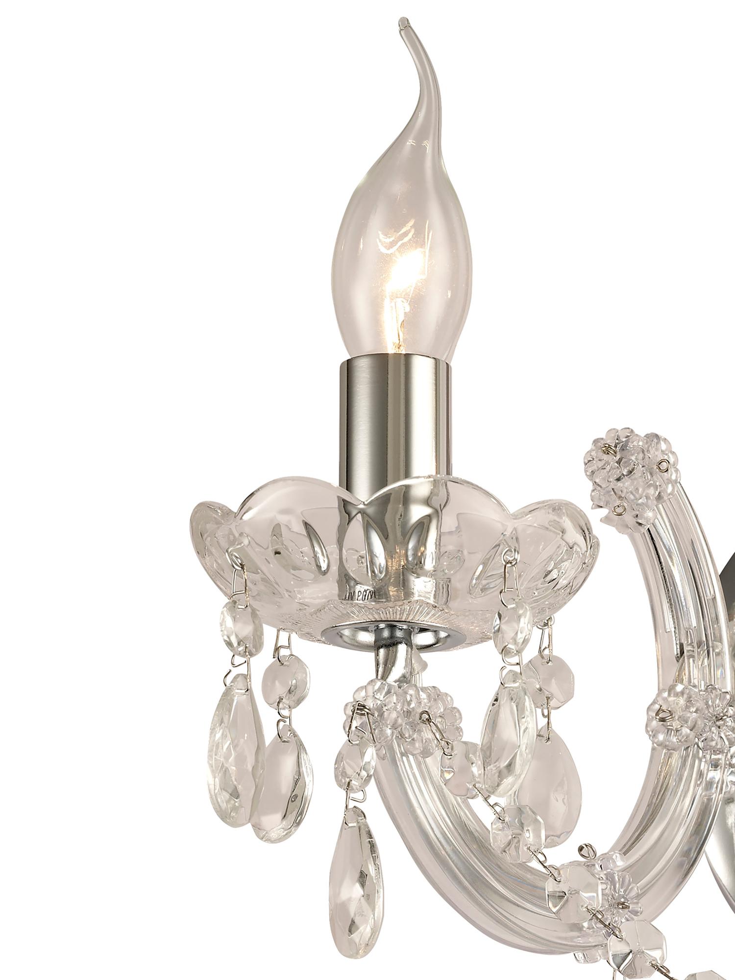 * Gabrielle Wall Lamp 2 Light E14 With Glass Sconce & Glass Droplets/Polished Chrome