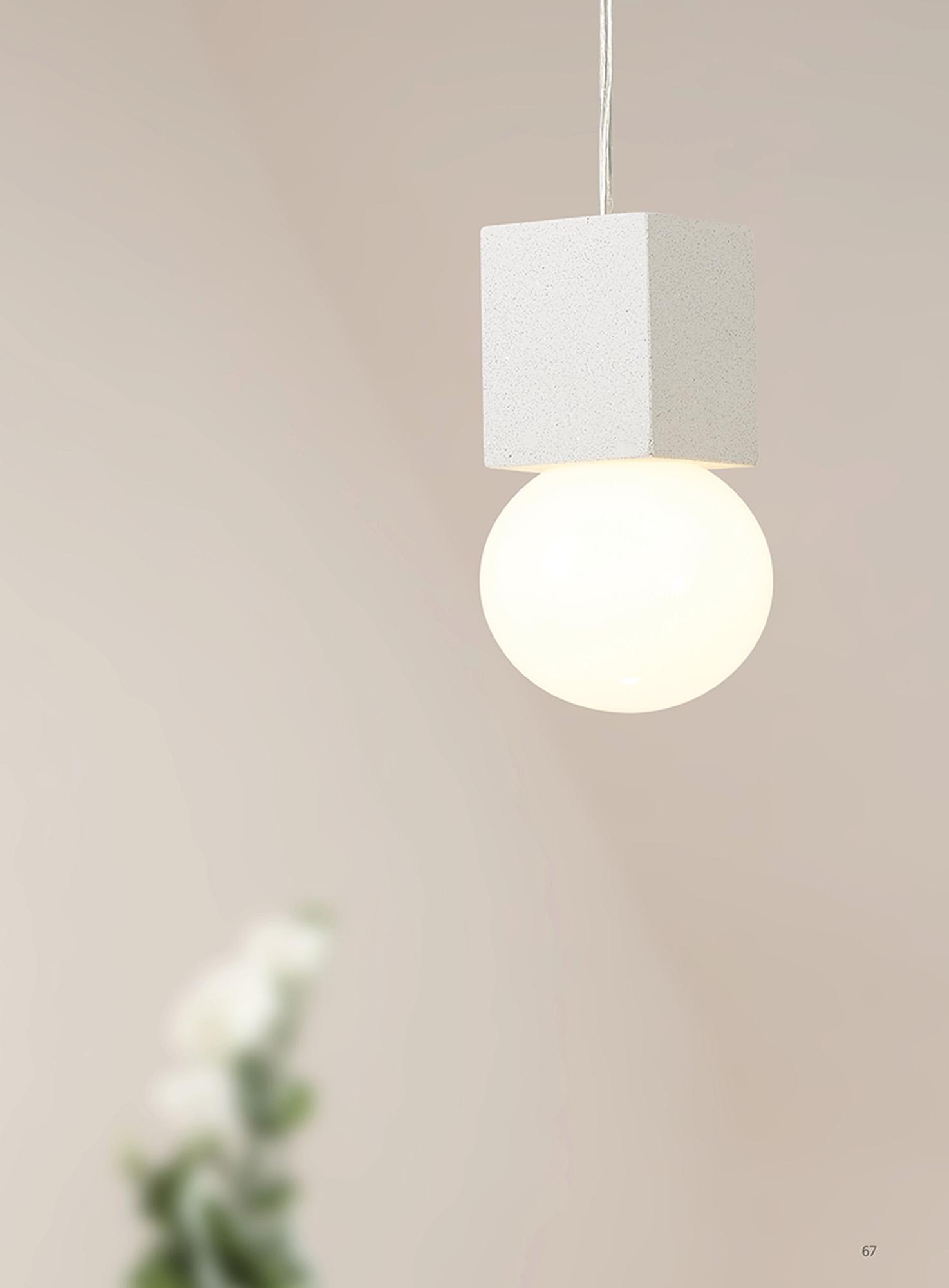 Galaxia 12cm Pendant Square, 1 Light E27, White / White Cement