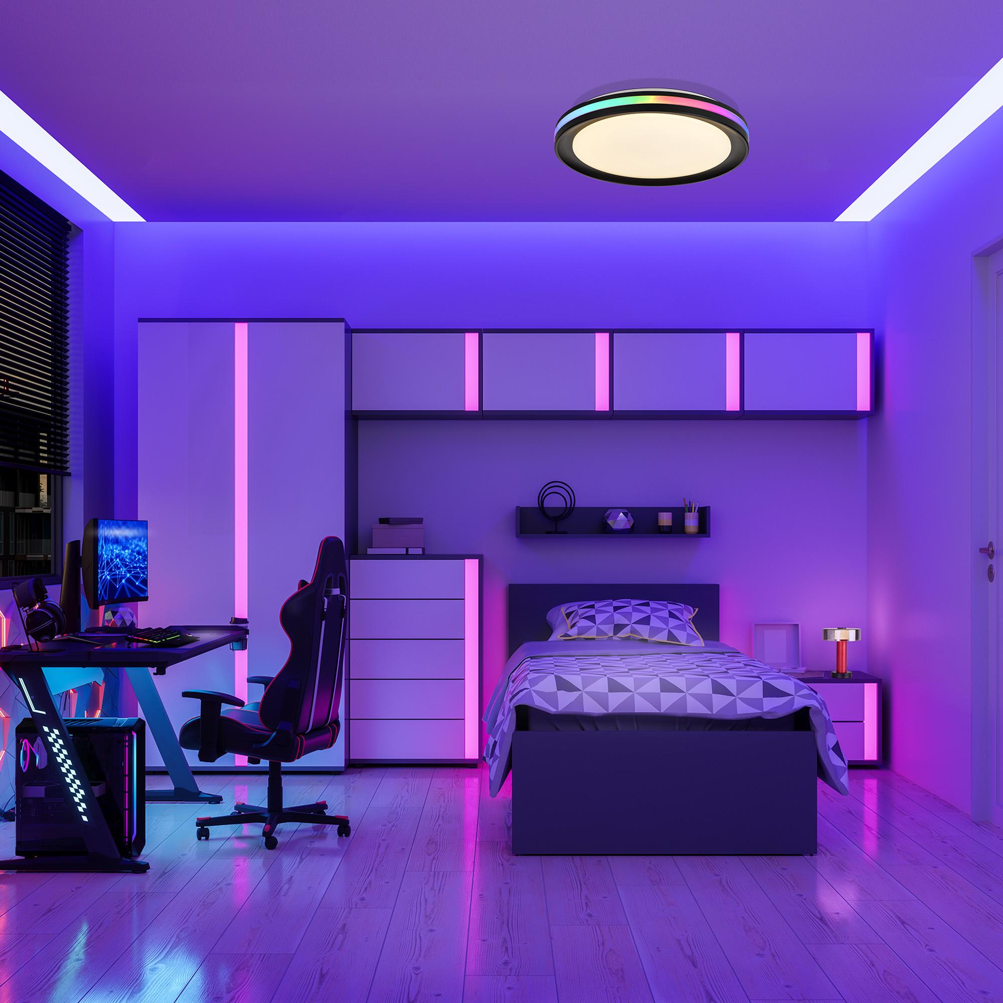 Gamer 40cm Ceiling 30W LED With Remote Control 3000K-6500K/RGB, 2000lm, Black, 3yrs Warranty