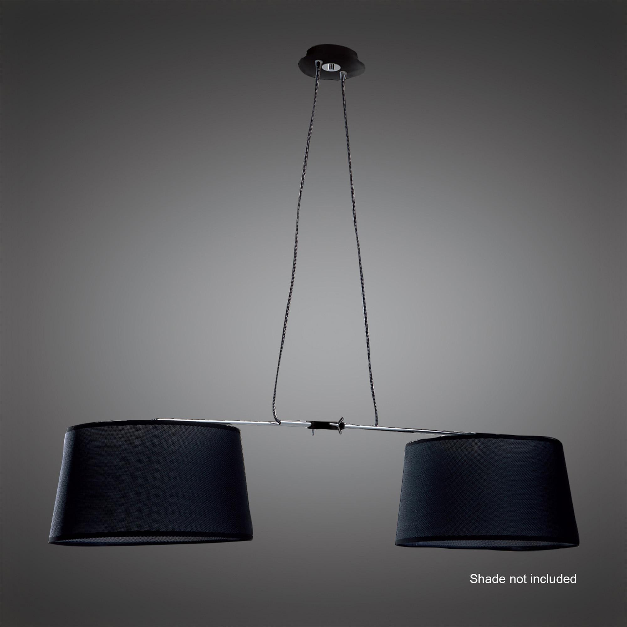 Habana Linear Pendant 2 Light With Adjustable Body WITHOUT SHADE E27 Black/Polished Chrome
