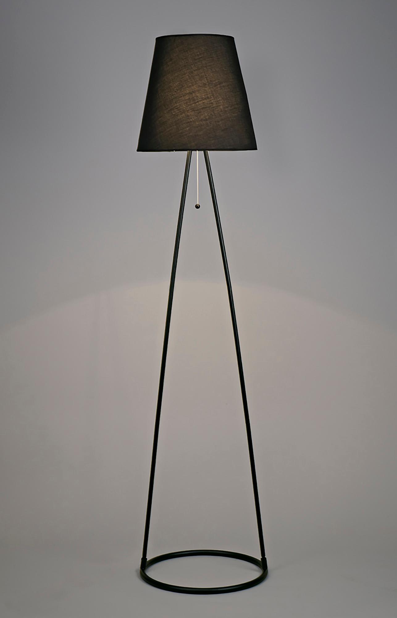 Hayden Floor Lamp 1 Light E27 Matt Black c/w Black Fabric Shade