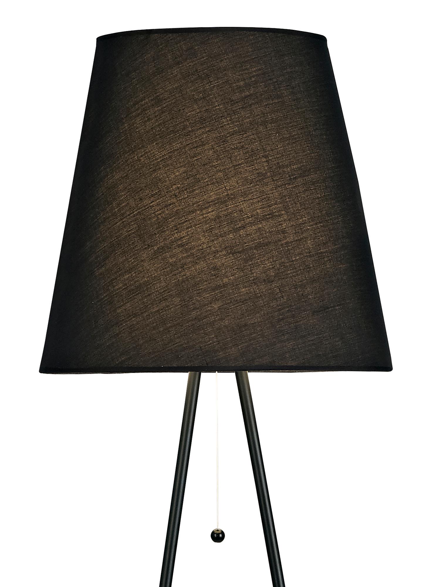 Hayden Floor Lamp 1 Light E27 Matt Black c/w Black Fabric Shade