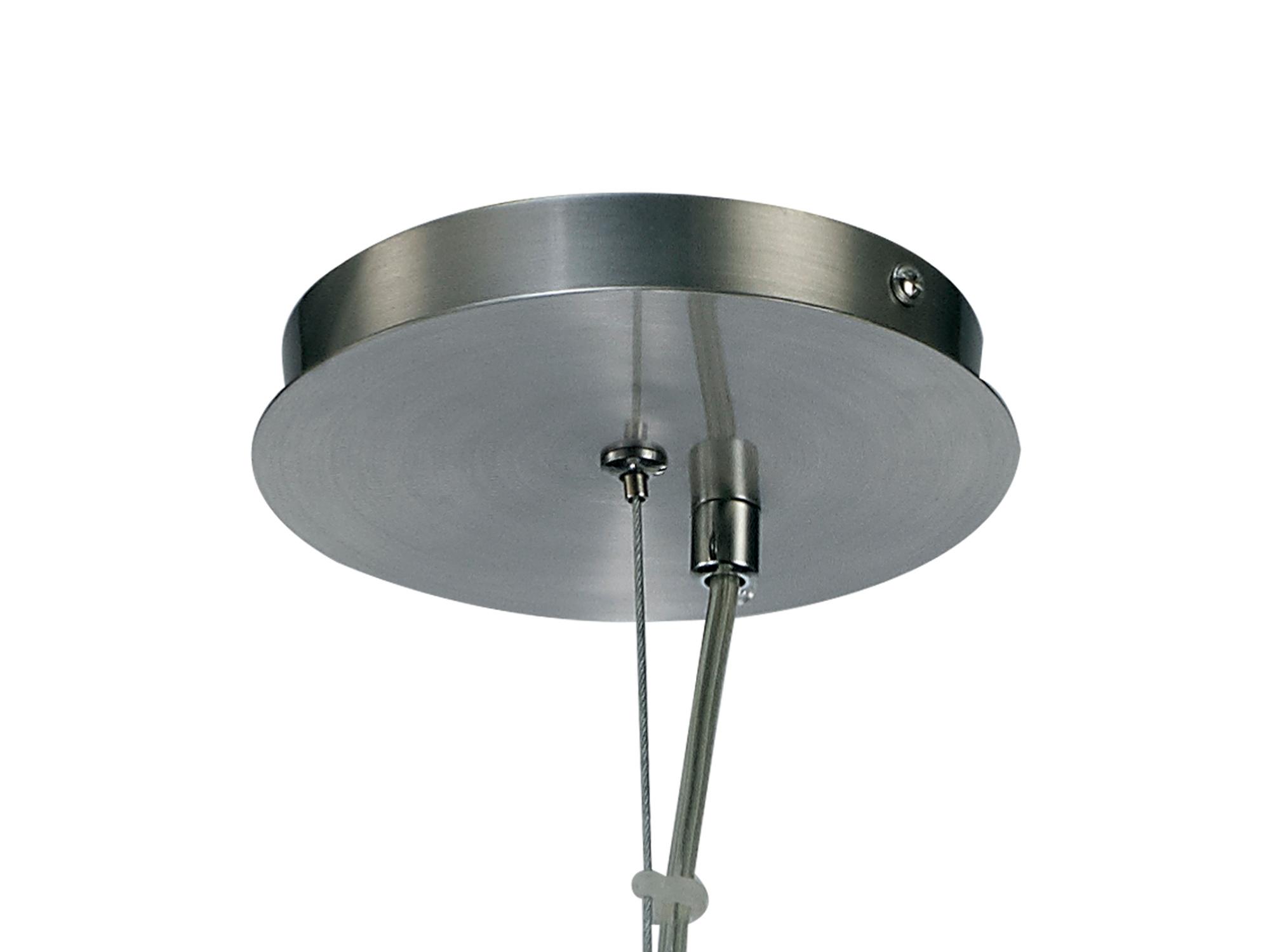 Hof 34.5cm Single Pendant 1 Light E27, Satin Nickel/Frosted Ribbed Glass Shade