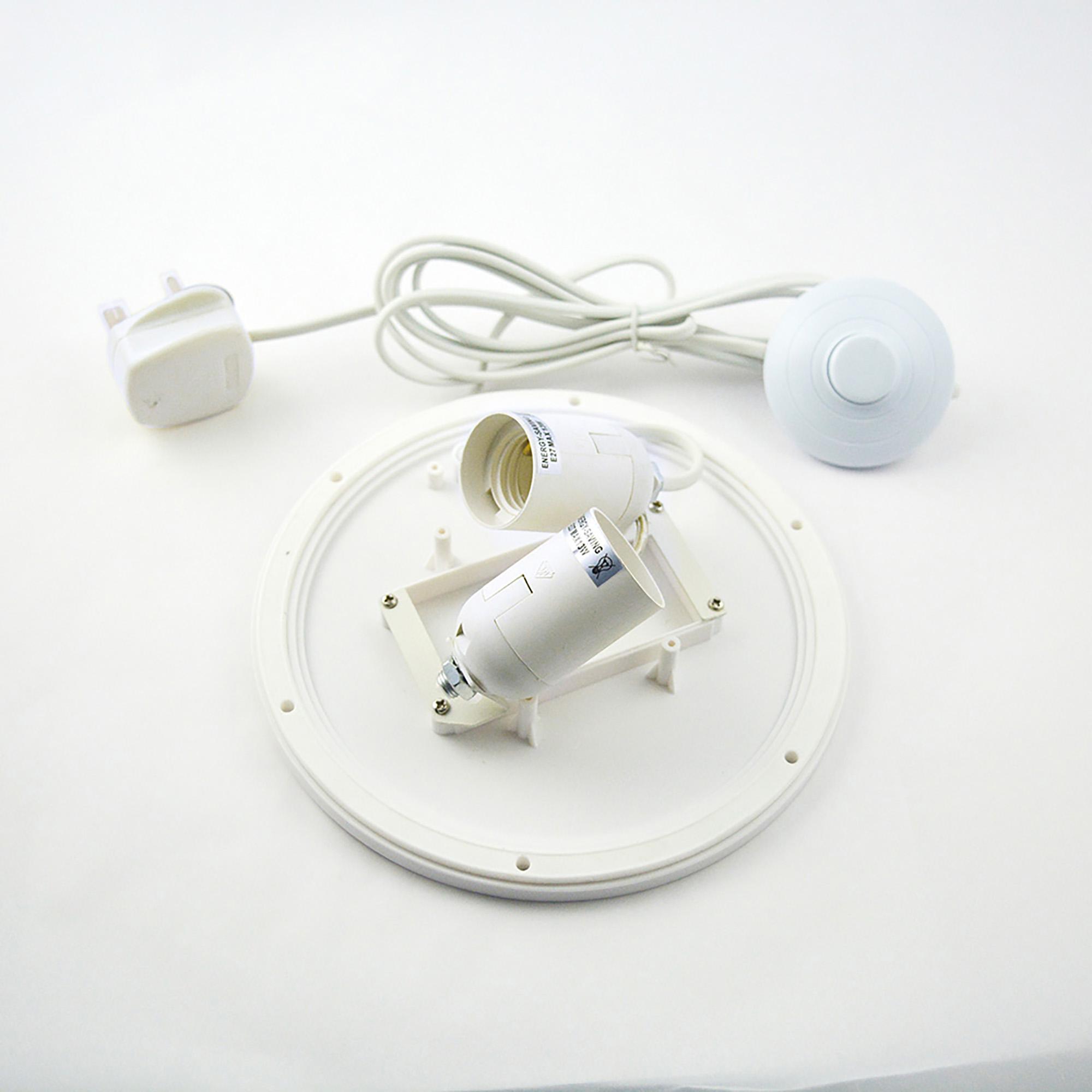 E27 Plate 2 Light CFL Indoor With Foot Switch, White