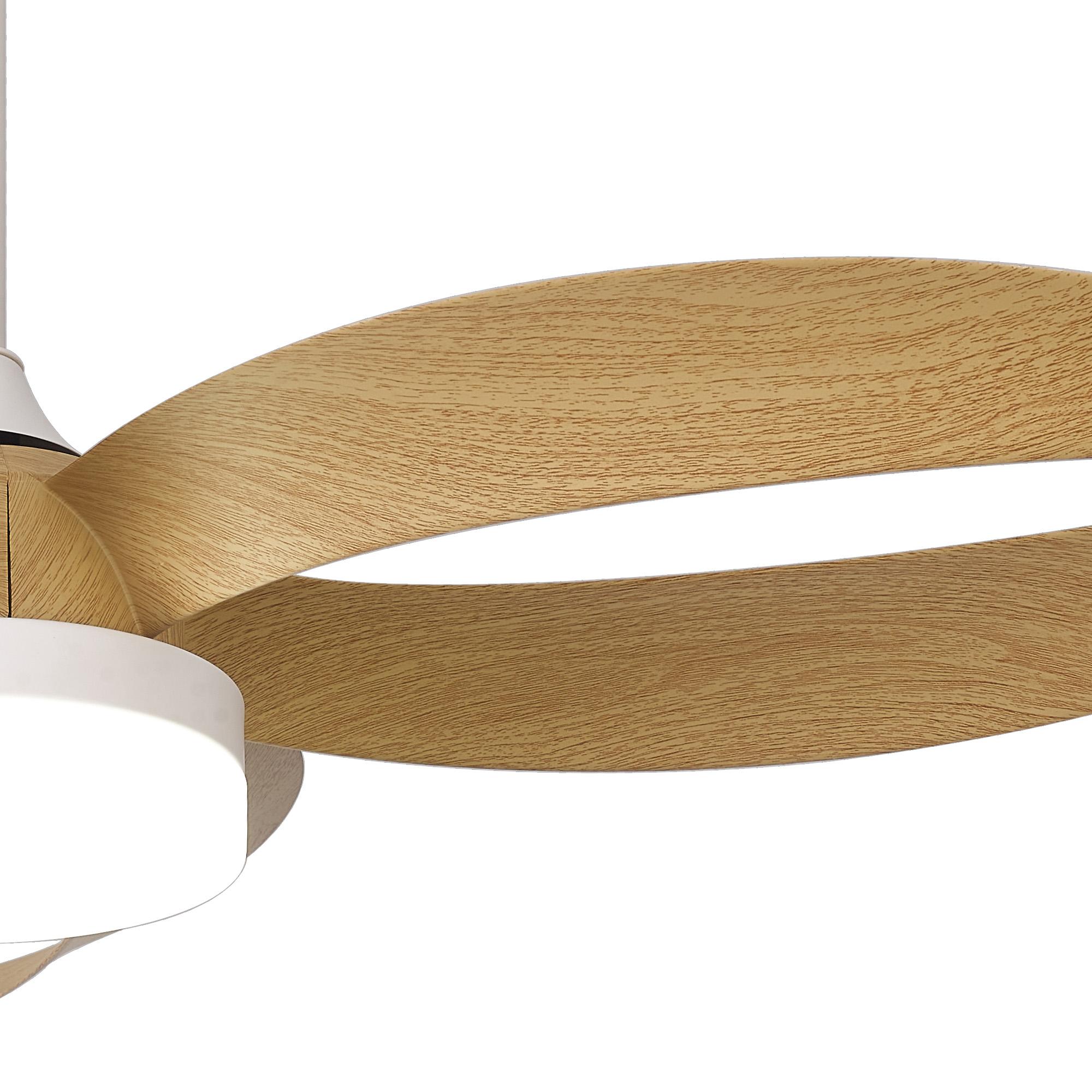 Infinity Fan 92.6cm 24W LED Dimmable Ceiling Light With Built-In 30W DC Reversible Fan, Remote Control 2700-5000K, 1800lm, White/Wood