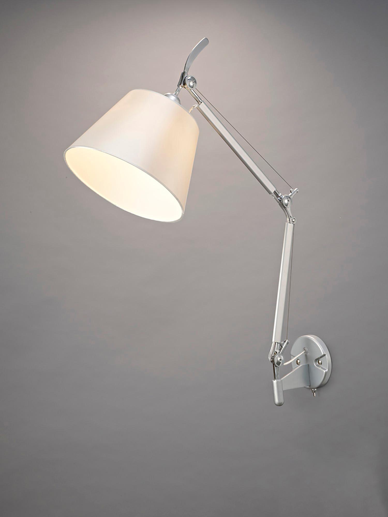 * Karis Adjustable Switched Wall Light 1 Light E27 Silver/Polished Chrome c/w Cream Pearl Shade