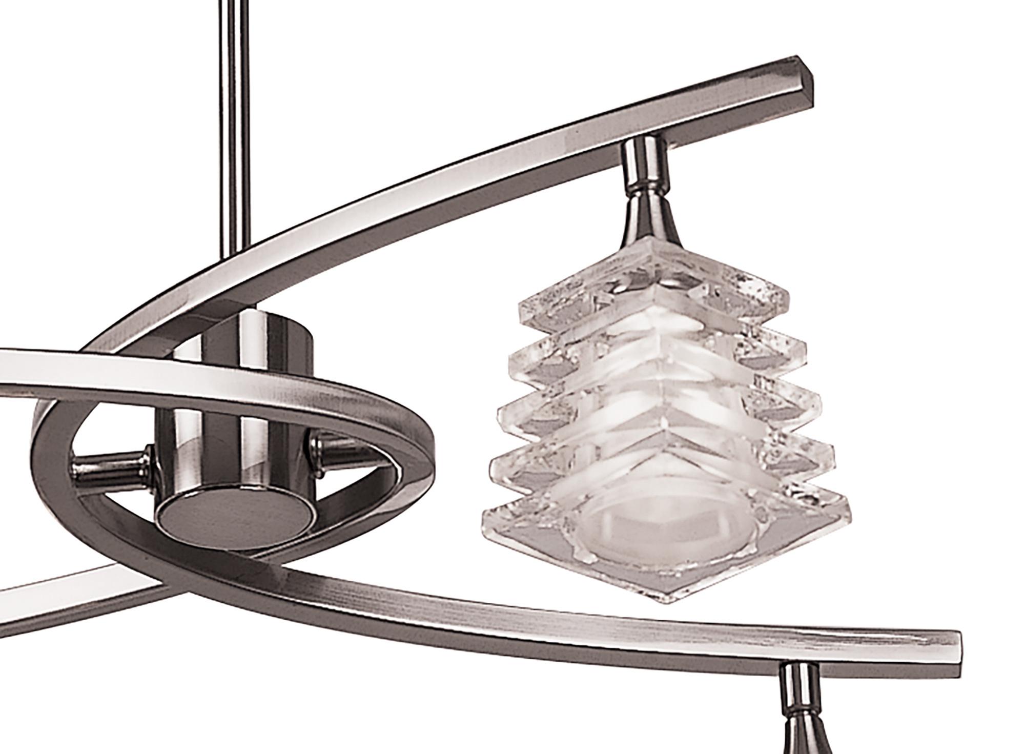 Keops 49cm Telescopic Pendant Convertible To Semi Flush 4 Light G9, Satin Nickel