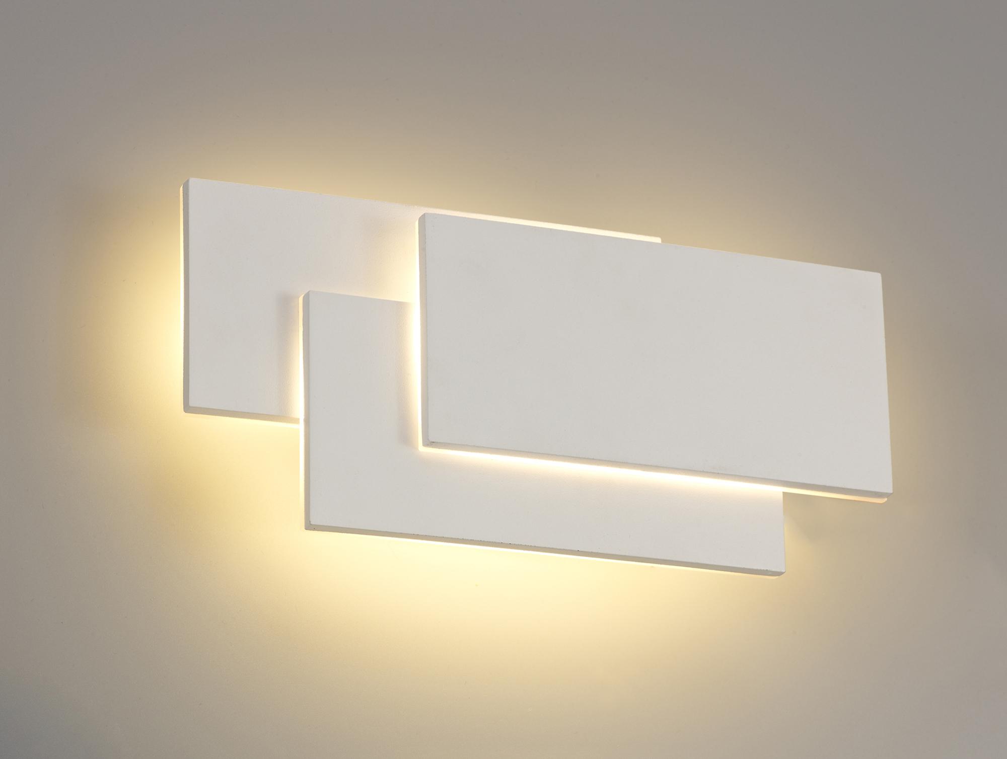 Kiania Wall Light Rectangular, 12W LED 3000K, Sand White, 490lm, 3yrs Warranty