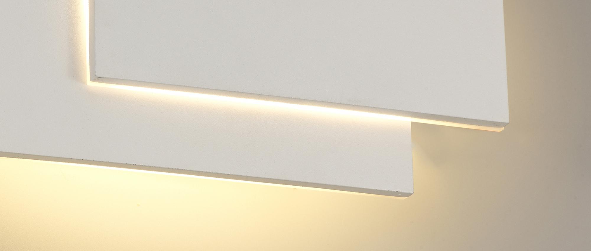 Kiania Wall Light Rectangular, 12W LED 3000K, Sand White, 490lm, 3yrs Warranty