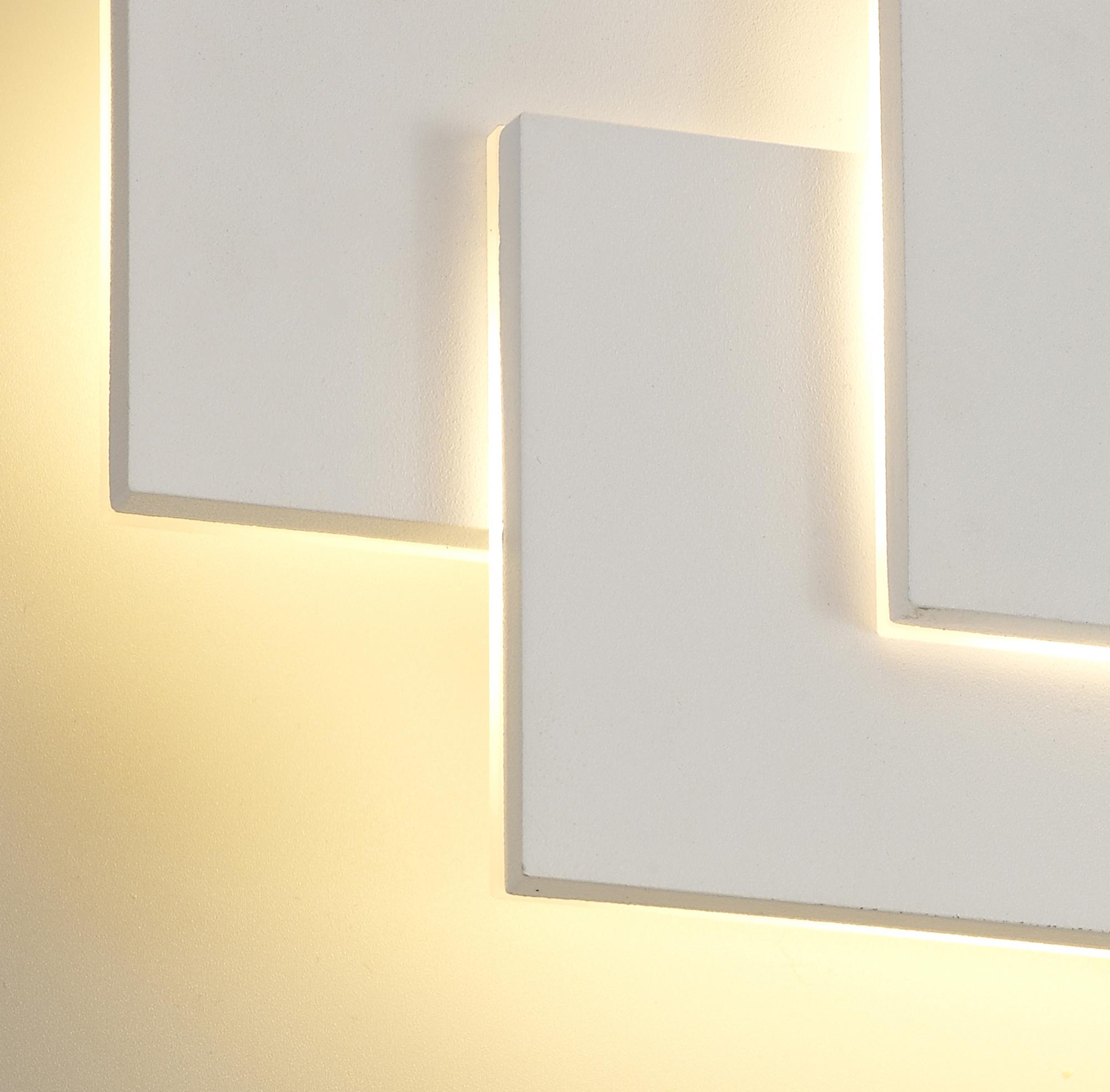 Kiania Wall Light Rectangular, 12W LED 3000K, Sand White, 490lm, 3yrs Warranty