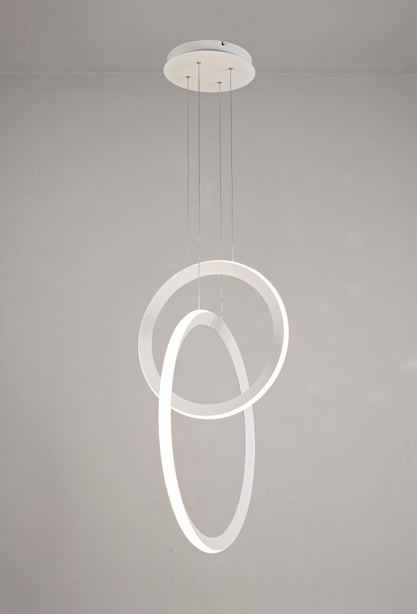 Kitesurf Double Loop Pendant, 48W LED, 3000K, 3840lm, White, 3yrs Warranty