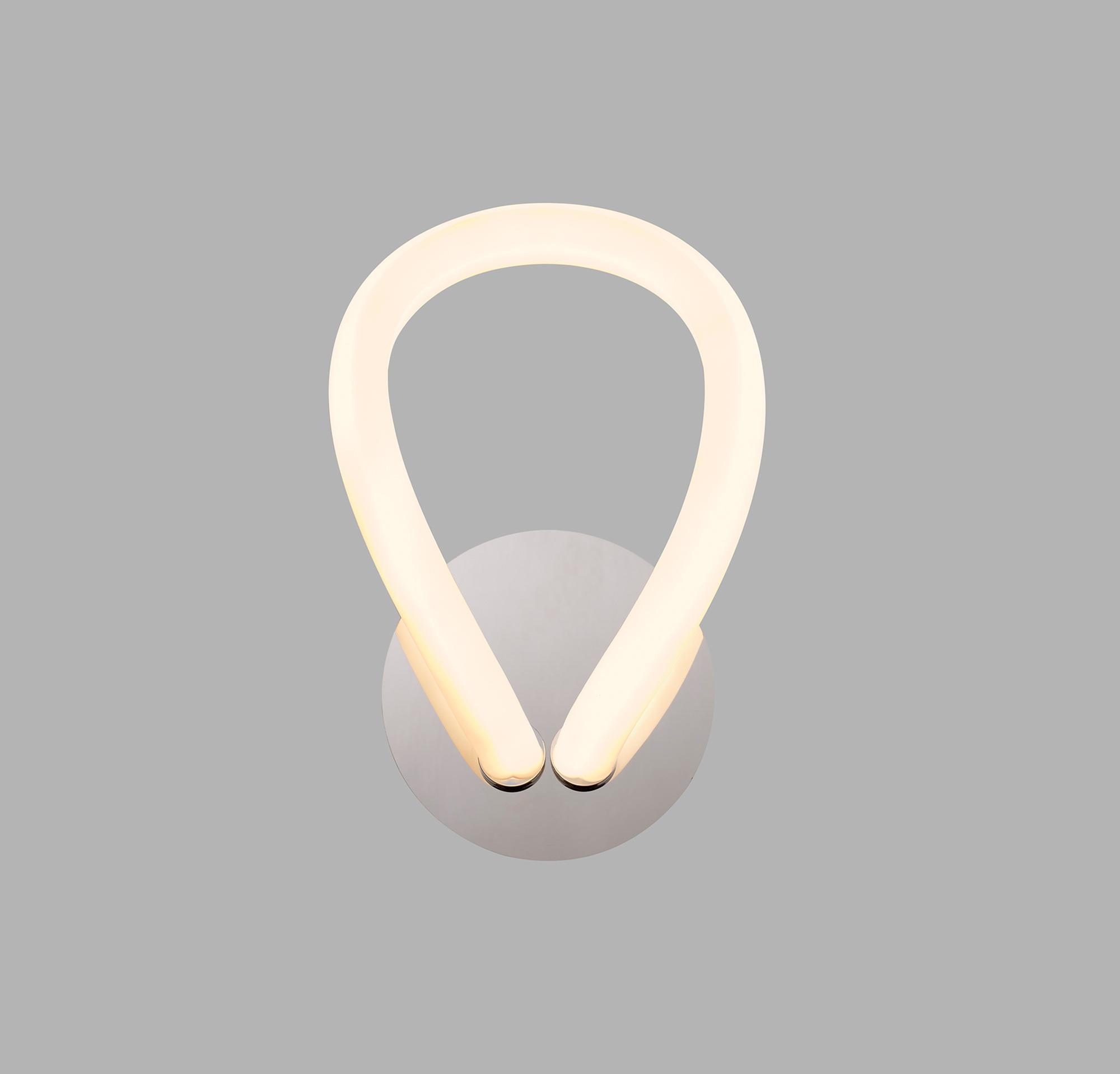 Knot II Switched Wall Lamp, 12W LED, 3000K, 900lm, IP20, Chrome, 3yrs Warranty