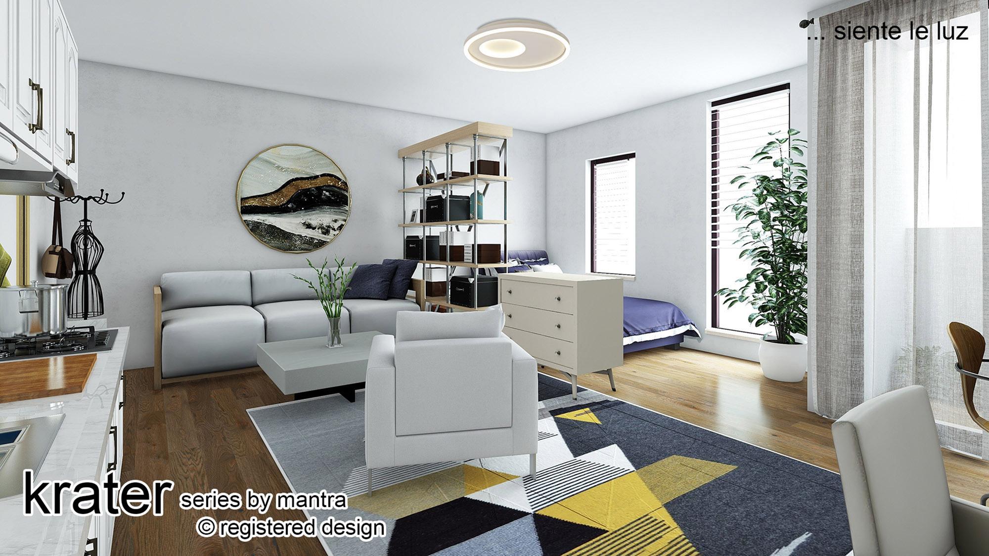 Krater Ceiling 40cm Round 36W LED 3000-6000K Tuneable, 1800lm, Remote Control White, 3yrs Warranty