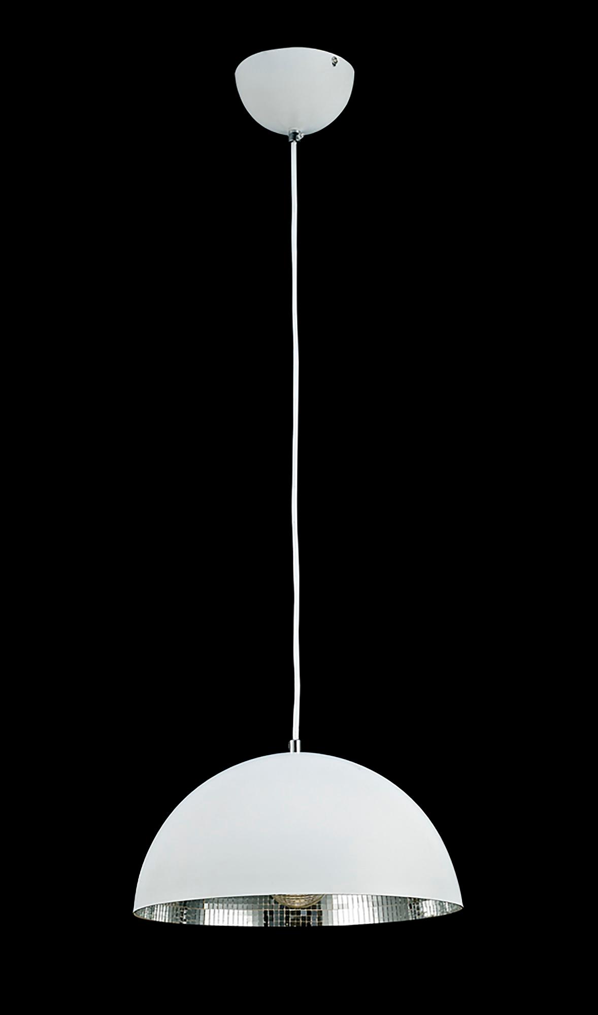 * Krista 30cm Single Pendant 1 Light E27, Matt White/Mirror Mosaic Inner