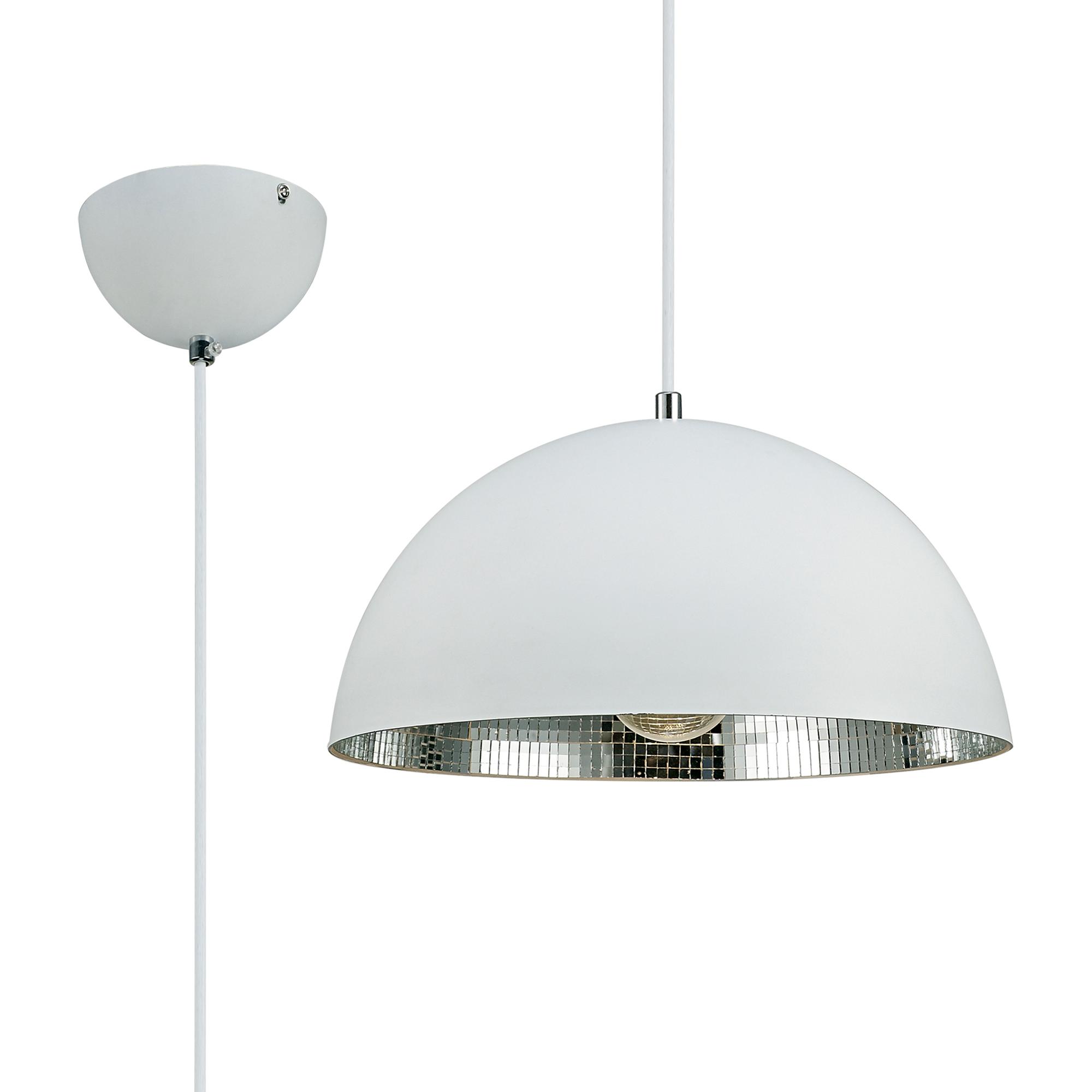 * Krista 30cm Single Pendant 1 Light E27, Matt White/Mirror Mosaic Inner