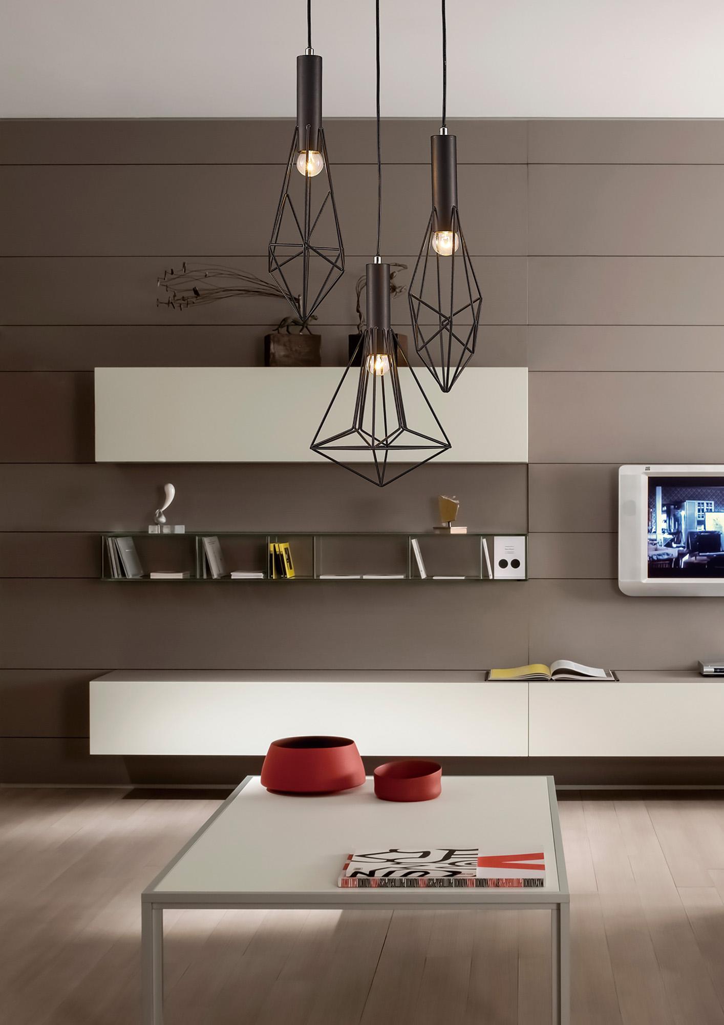 Kristoff 42cm Geometric Pendant 3 Light E27 Black