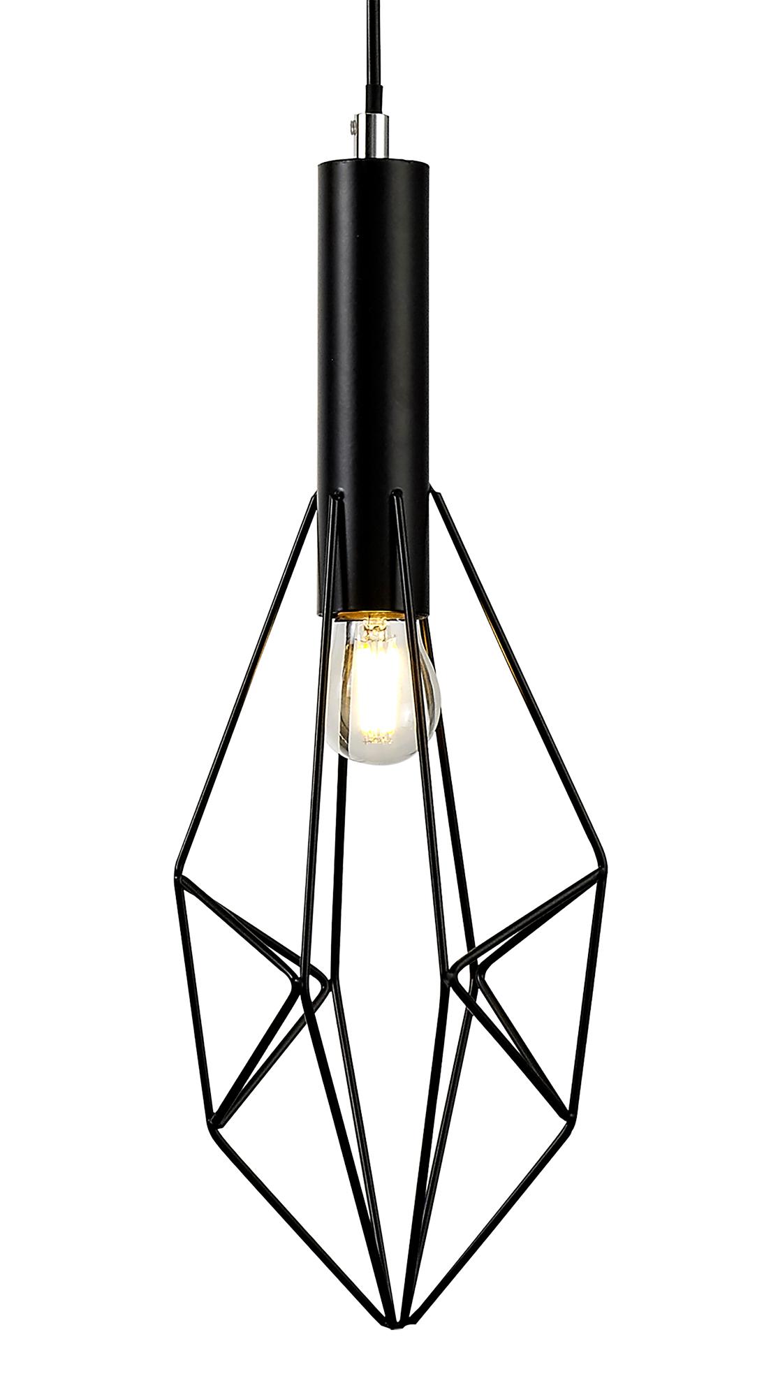 Kristoff Linear Geometric Pendant 3 Light E27 Black