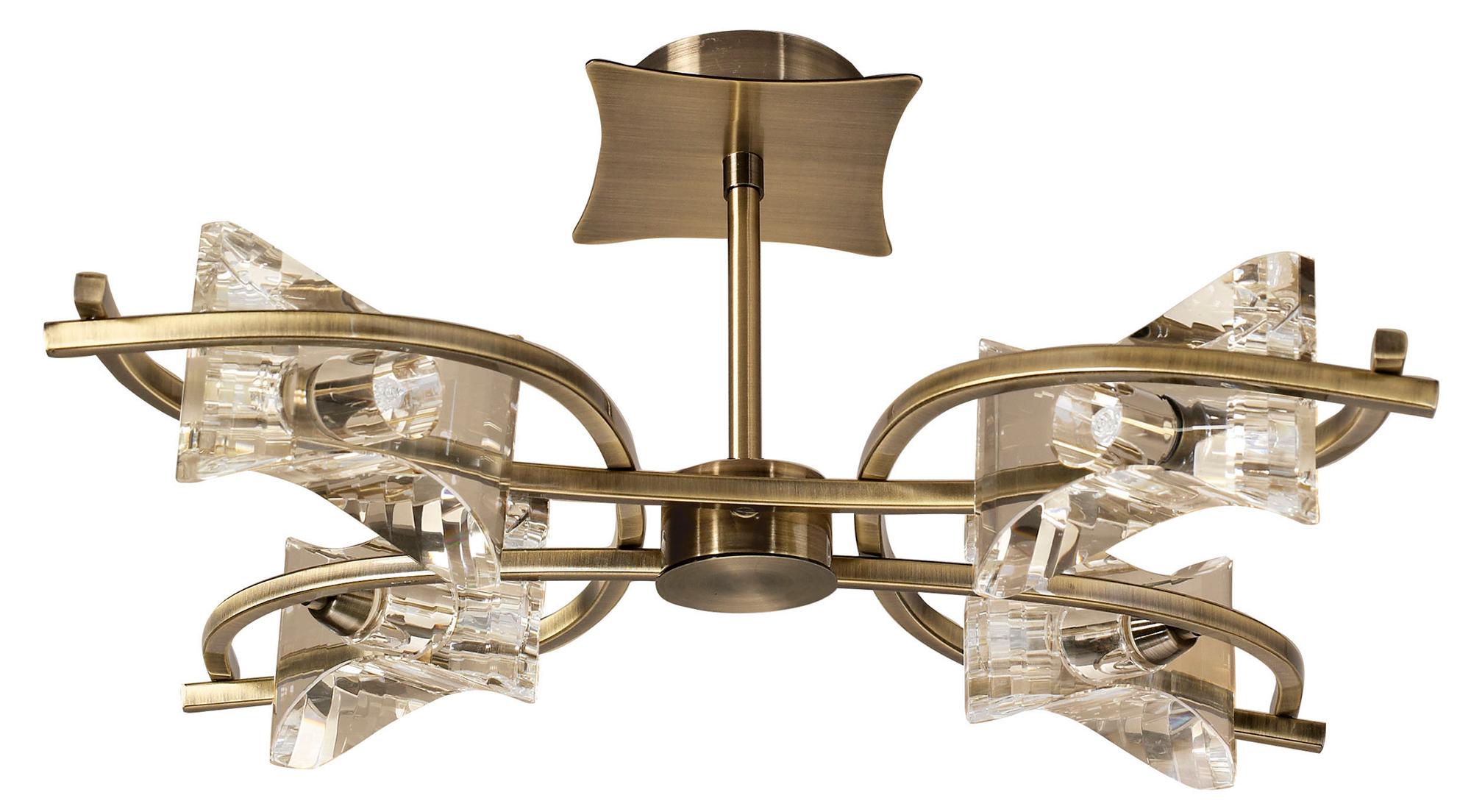Kromo Telescopic Convertible To Semi Flush 4 Light G9, Antique Brass