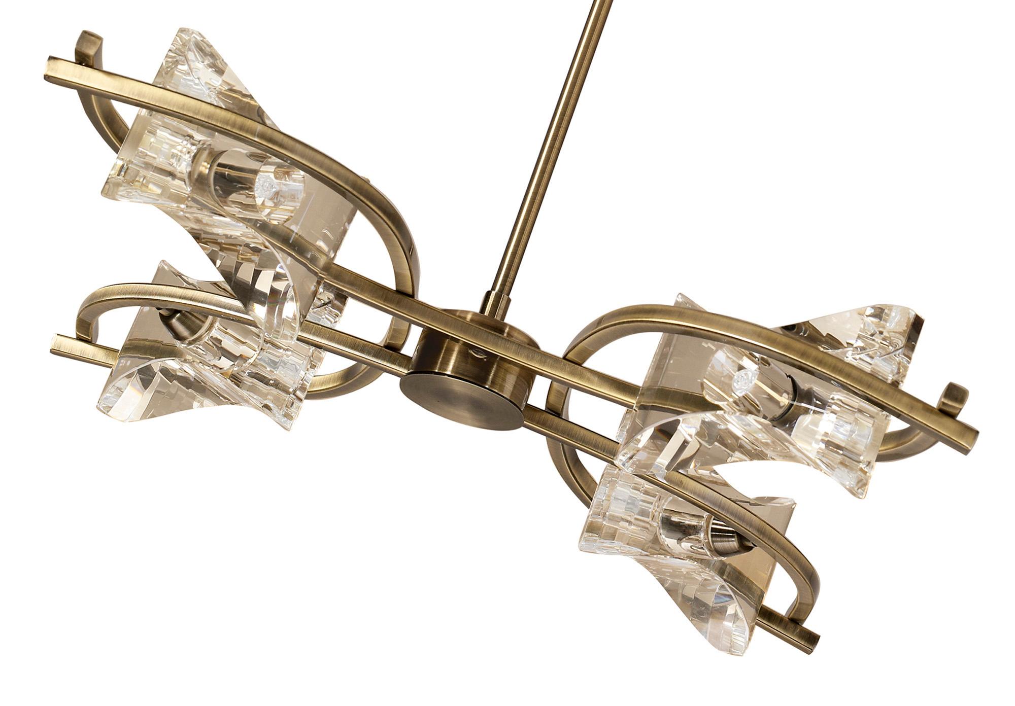 Kromo Telescopic Convertible To Semi Flush 4 Light G9, Antique Brass