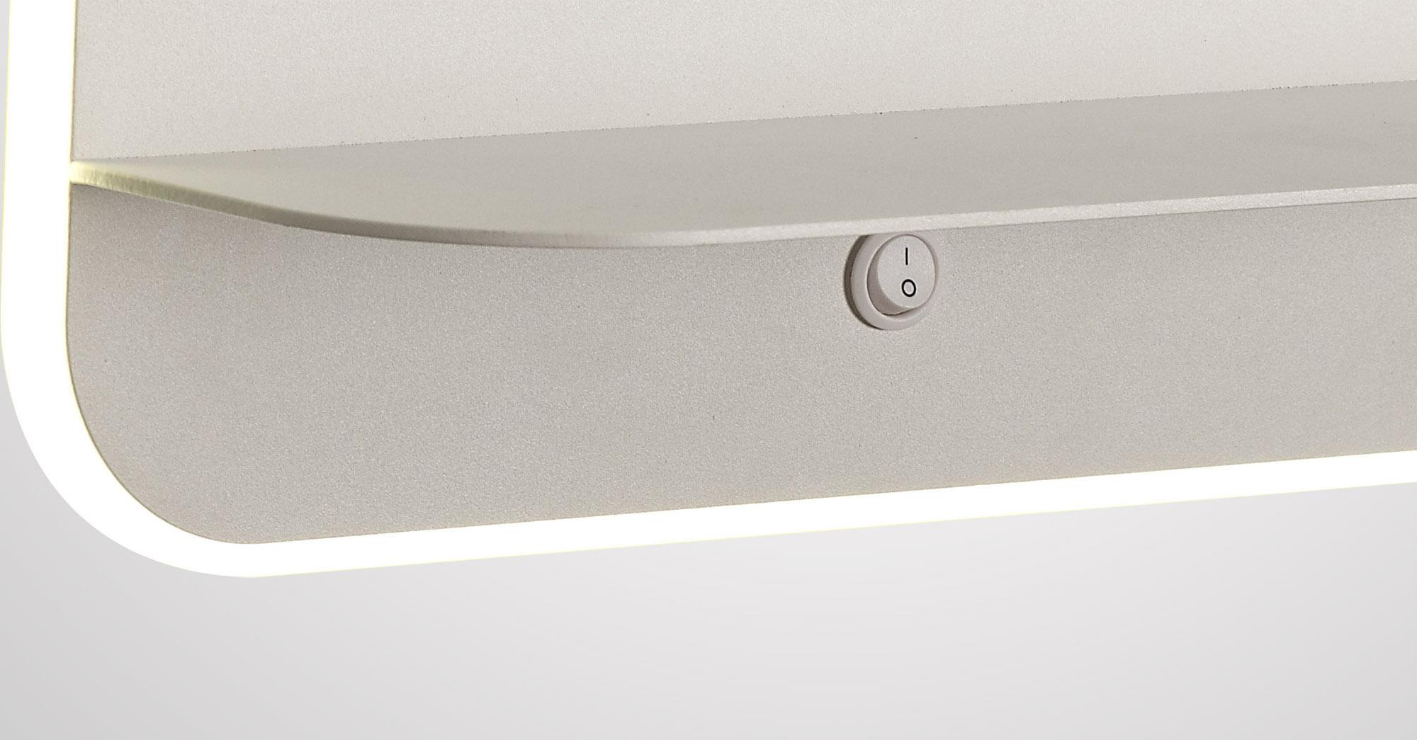 Lanzarote Wall Lamp Shelf With USB Sockets, 18W LED, 3000K, 1400lm, Matt White, 3yrs Warranty