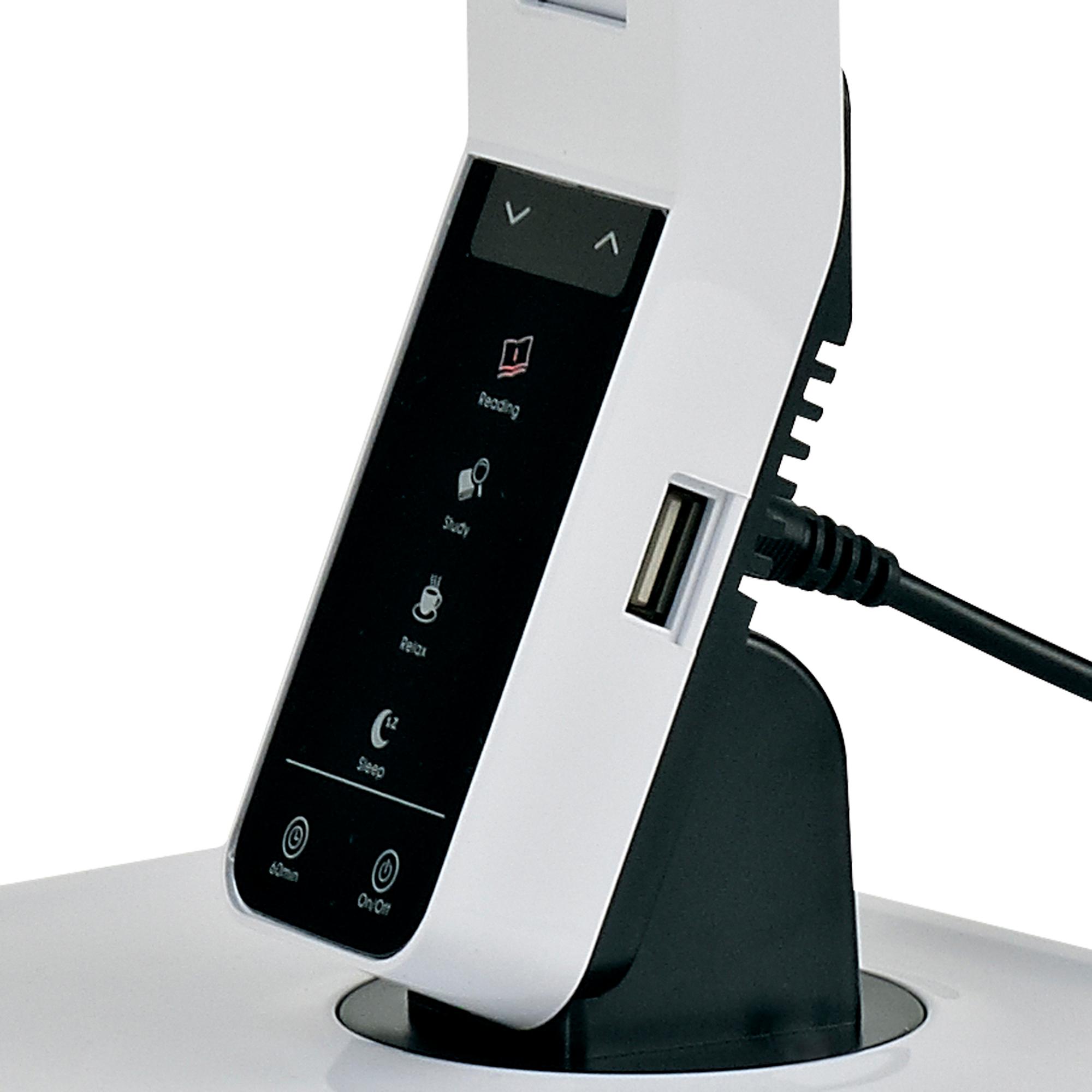 Lido LED Table Lamp White With USB Charging Port, 15W, 960lm, 3300/4200/5300/6200K