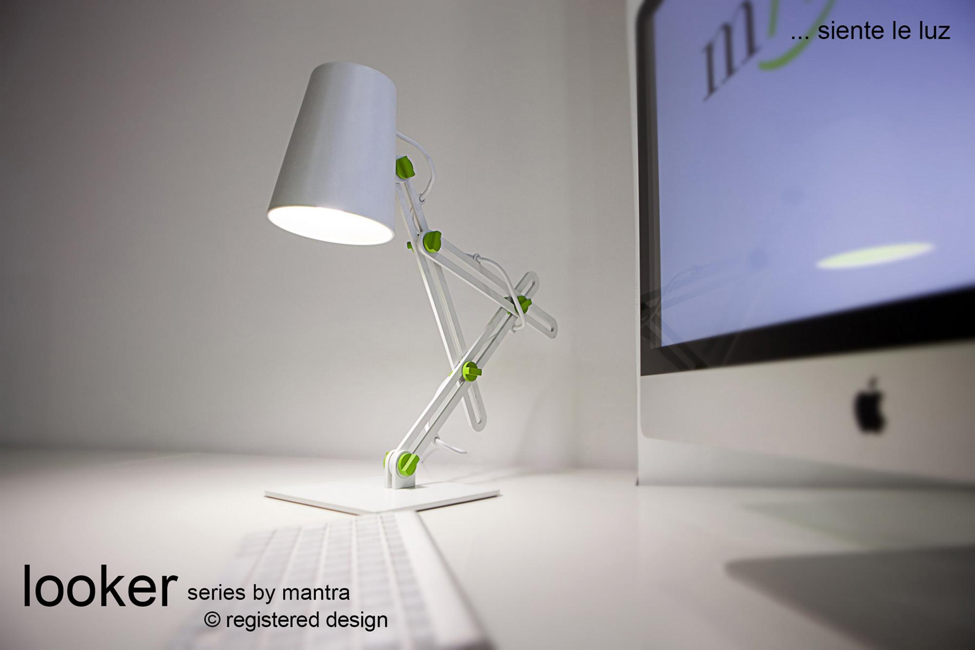 Looker Table Lamp 1 Light E27, Matt White/Green