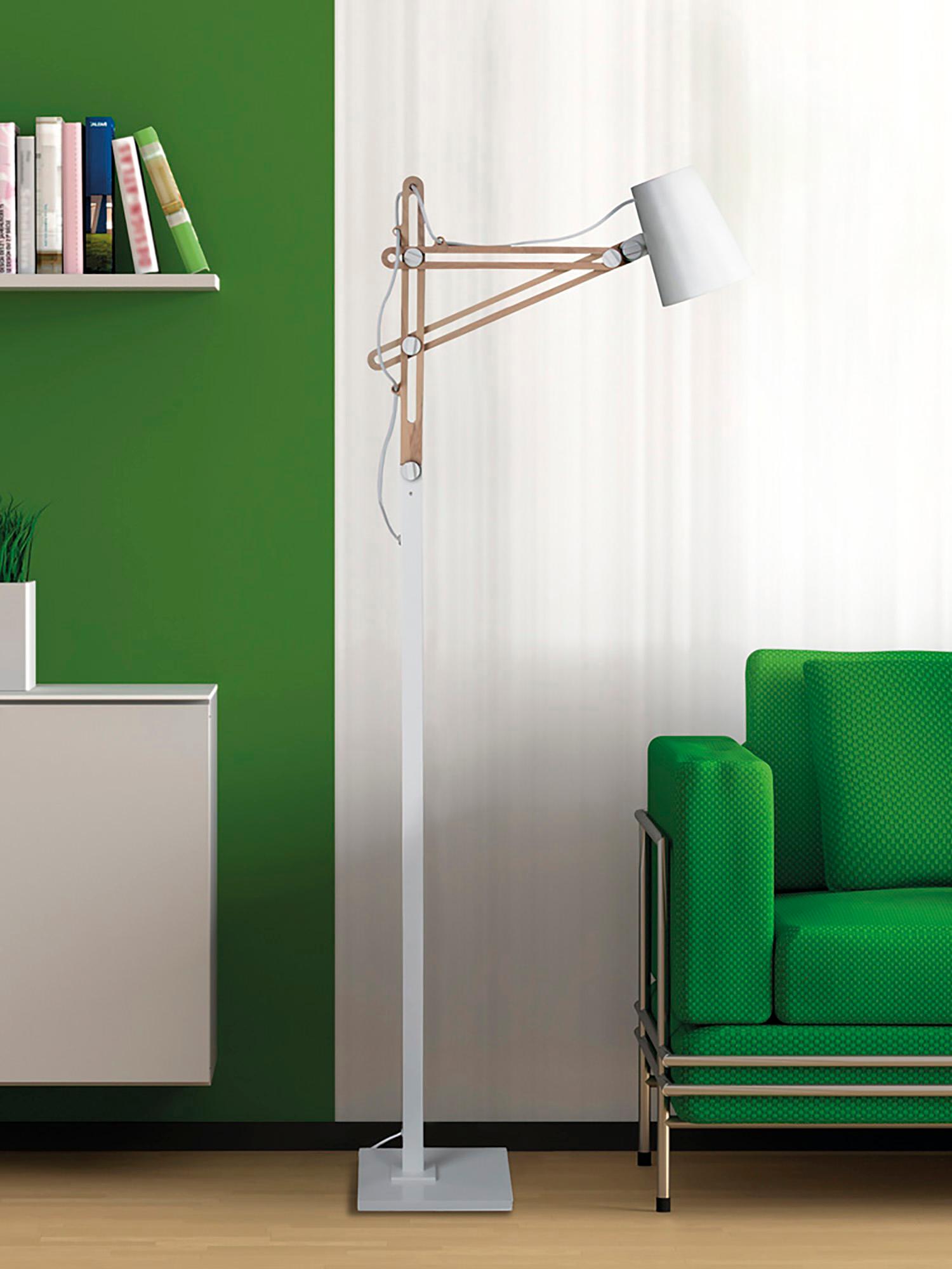 Looker Floor Lamp 1 Light E27 , Matt White/Beech