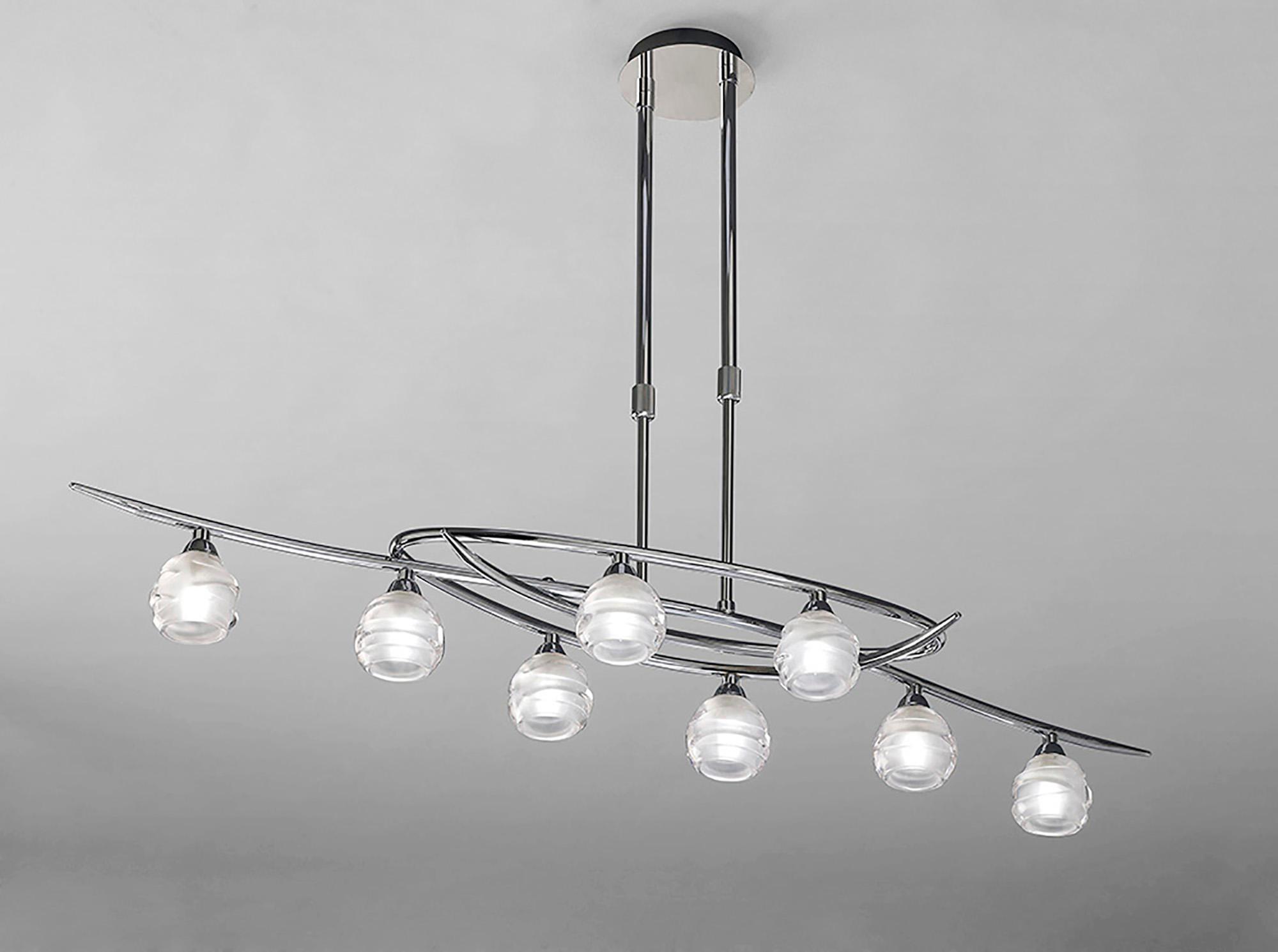 Loop Rectangular Telescopic 8 Light G9 ECO Line, Polished Chrome
