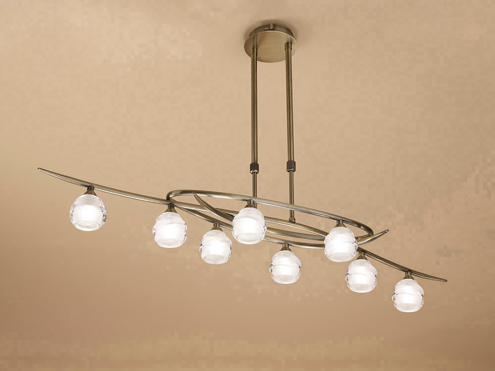 Loop Rectangular Telescopic 8 Light G9 ECO Line, Antique Brass