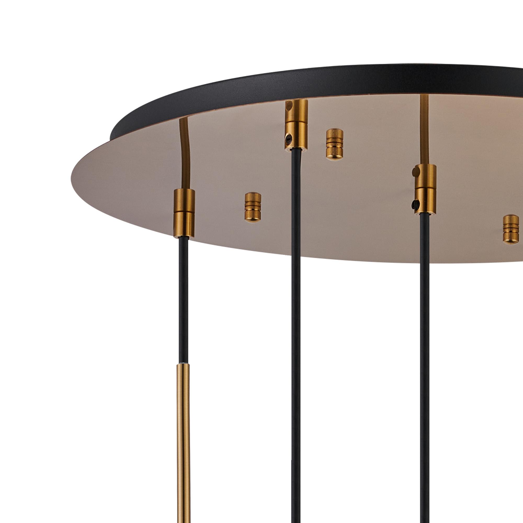 Lori 45cm Round Pendant, 5 Light Adjustable E27, Antique Gold/Opal Open Mouth Round Globe Shades