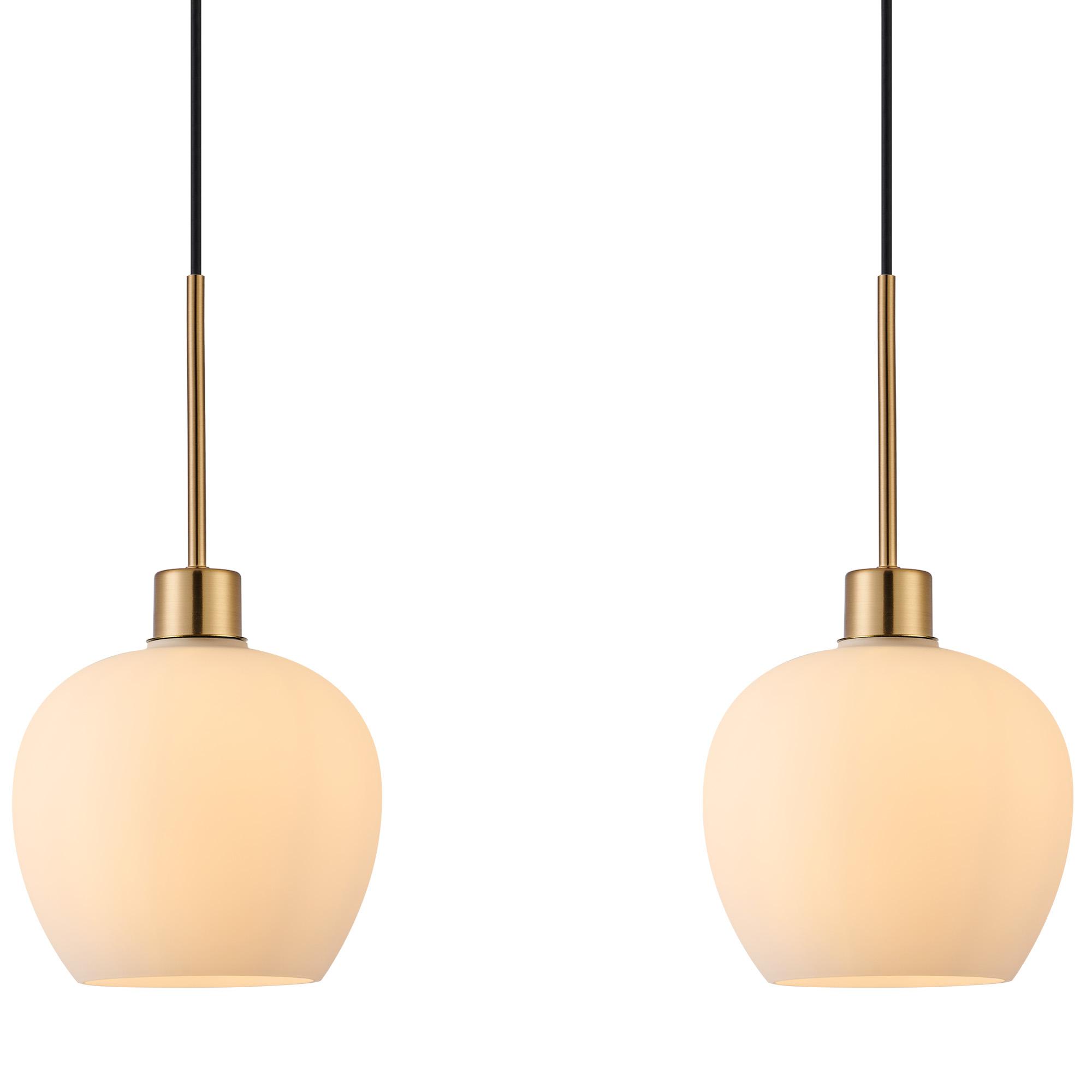Lori Linear Pendant, 3 Light Adjustable E27, Antique Gold/Opal Wine Shades